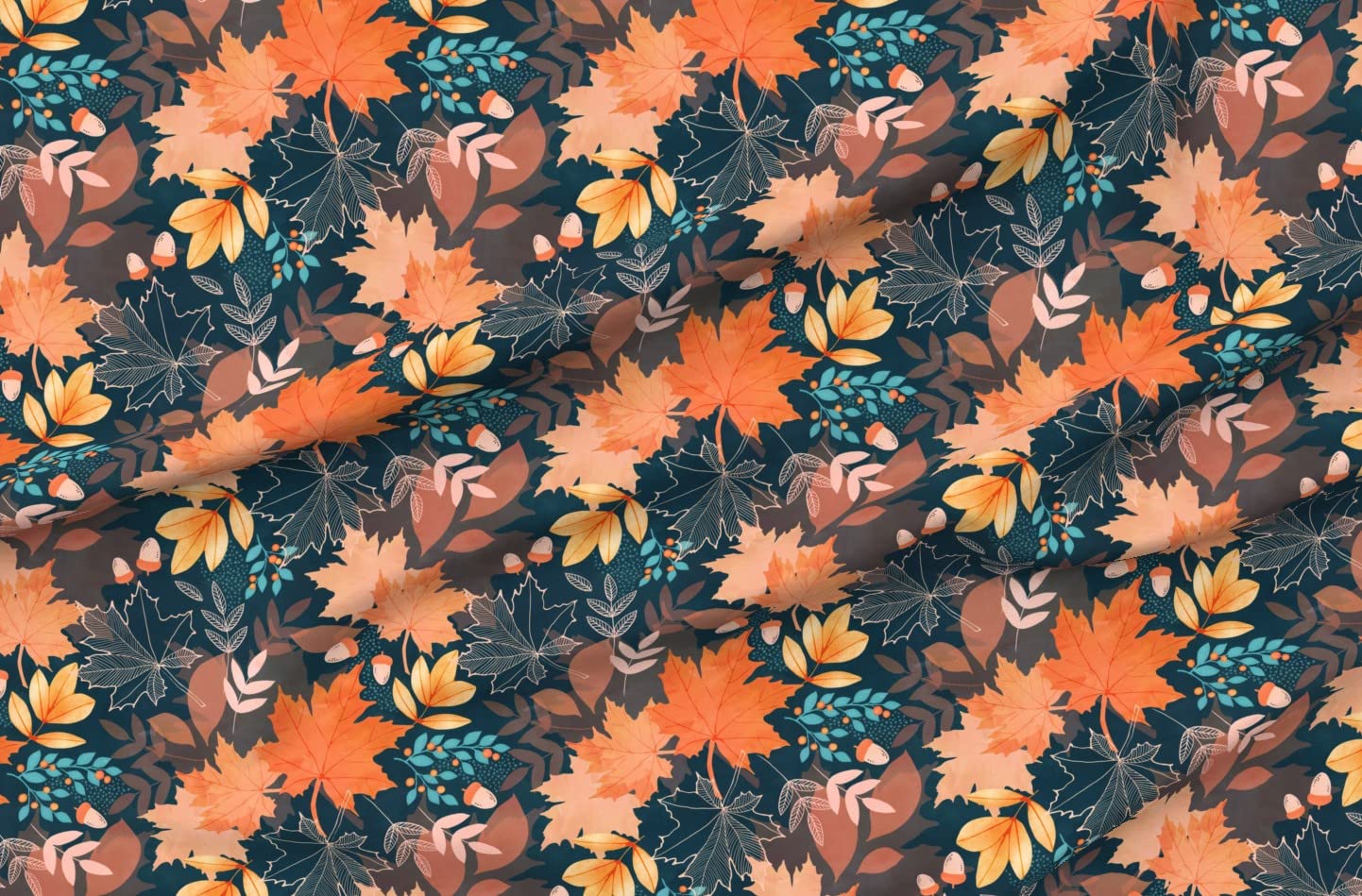 Earthy Autumn Leaves Printed Minky Fabric Fat Quarter - Soft Plush Fabric for Sewing Baby Blankets & Quilt Backing - DIY Craft Projects, Nursery Decor, Cozy Home Textiles