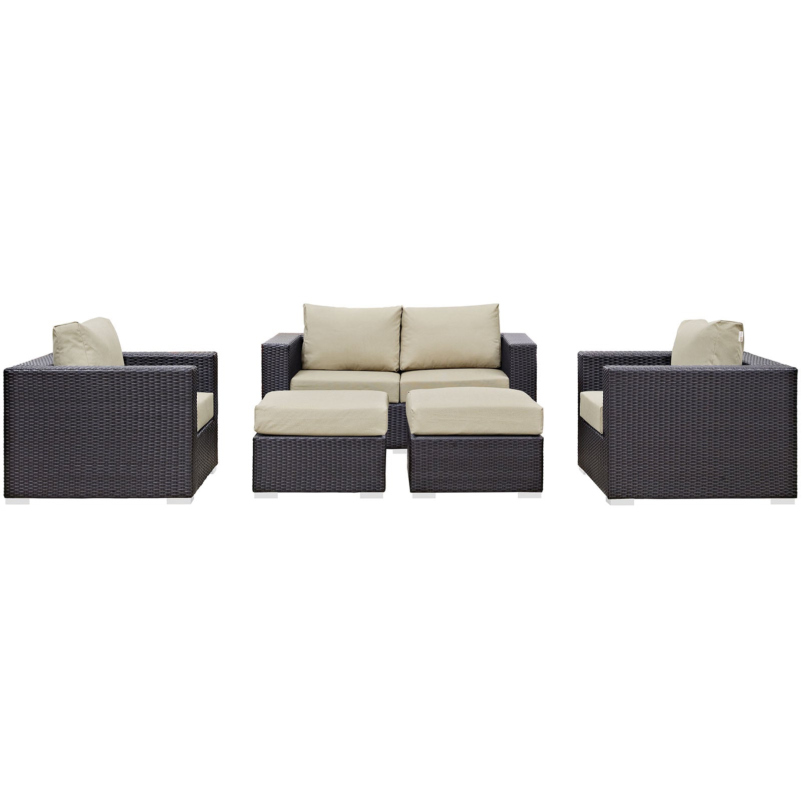 5-Piece Outdoor Patio Sofa Set - Waterproof Wicker Furniture for Garden, Backyard, Poolside & Deck - Comfortable All-Weather Conversation Set with Coffee Table