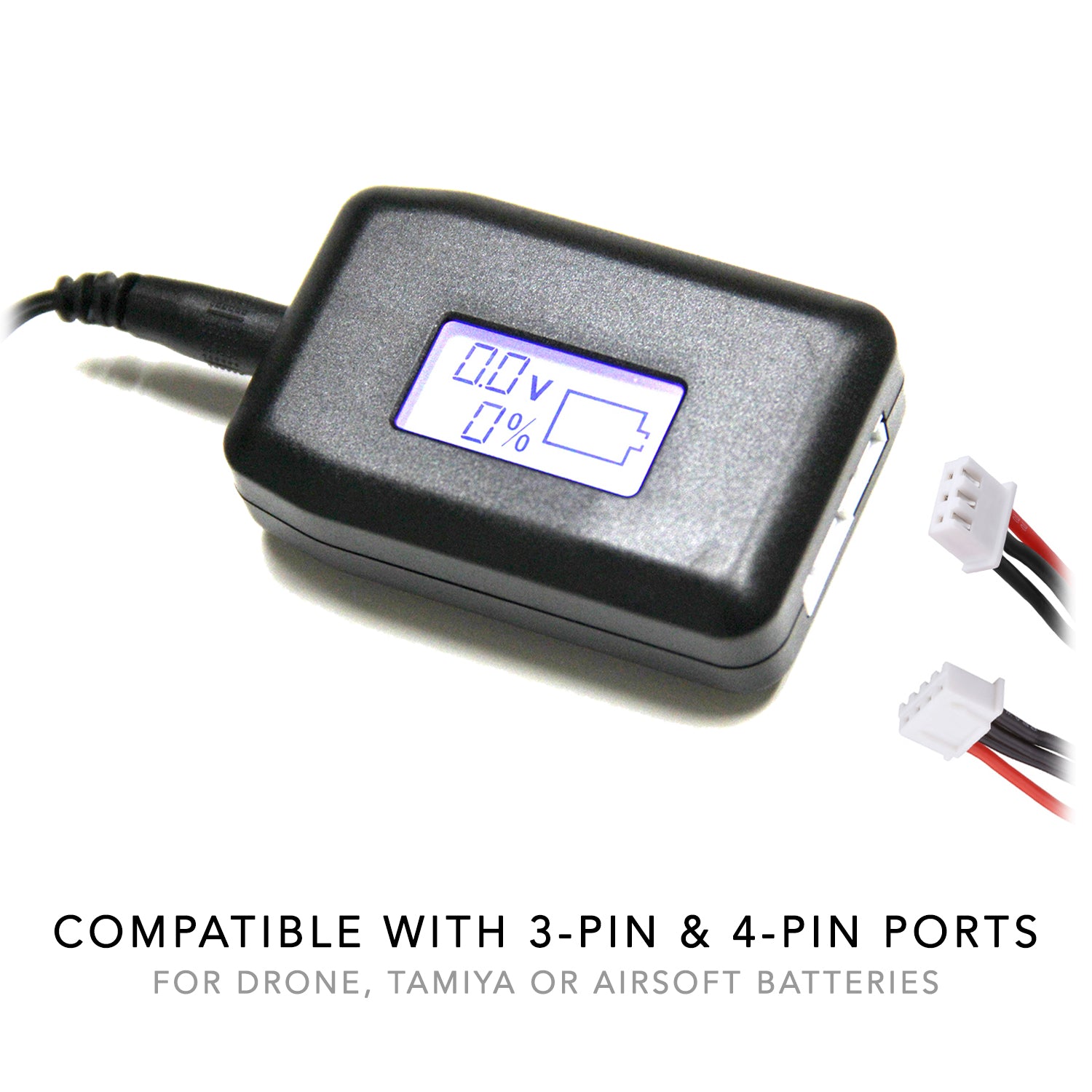 Smart LCD Balancer Charger for 7.4V 11.1V LiPo Batteries - Compatible with Tamiya Connector, Airsoft Guns, RC Drones - Perfect for Hobbyists & Professionals (Home & Field Use)