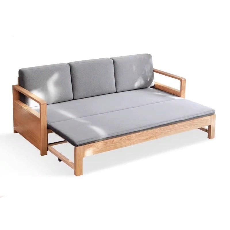Oak Solid Wood Folding Storage Sofa Bed - Convertible Guest Bed & Space-Saving Furniture for Small Apartments, Living Rooms & Dorm Rooms