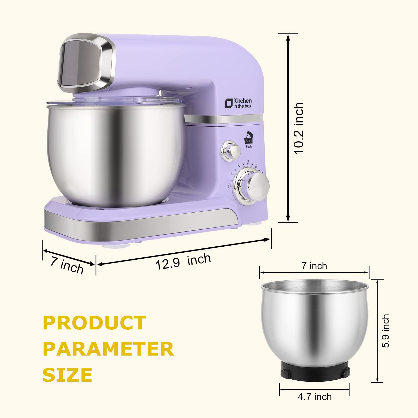 3.2Qt Stand Mixer - 6-Speed Electric Kitchen Mixer with Egg Whisk, Dough Hook & Flat Beater | Lightweight Portable Food Mixer for Baking, Cooking & Daily Kitchen Use (Purple) | Perfect for Home Bakers, Small Kitchens & Quick Meal Prep