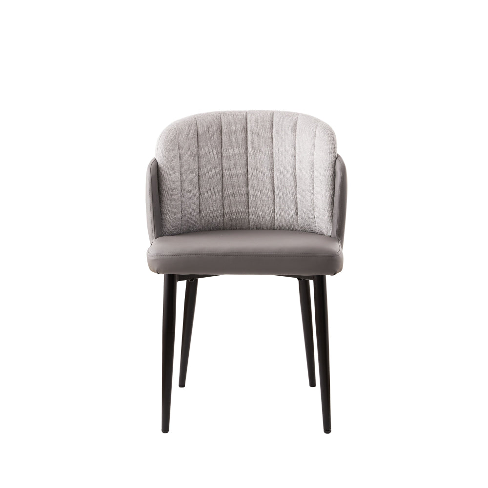 5-Piece Dining Set - Harper Round Marble-Look Dining Table 120cm White with 4 Royale Fabric Dining Chairs Grey - Perfect for Small Spaces, Modern Kitchens & Apartment Dining Rooms