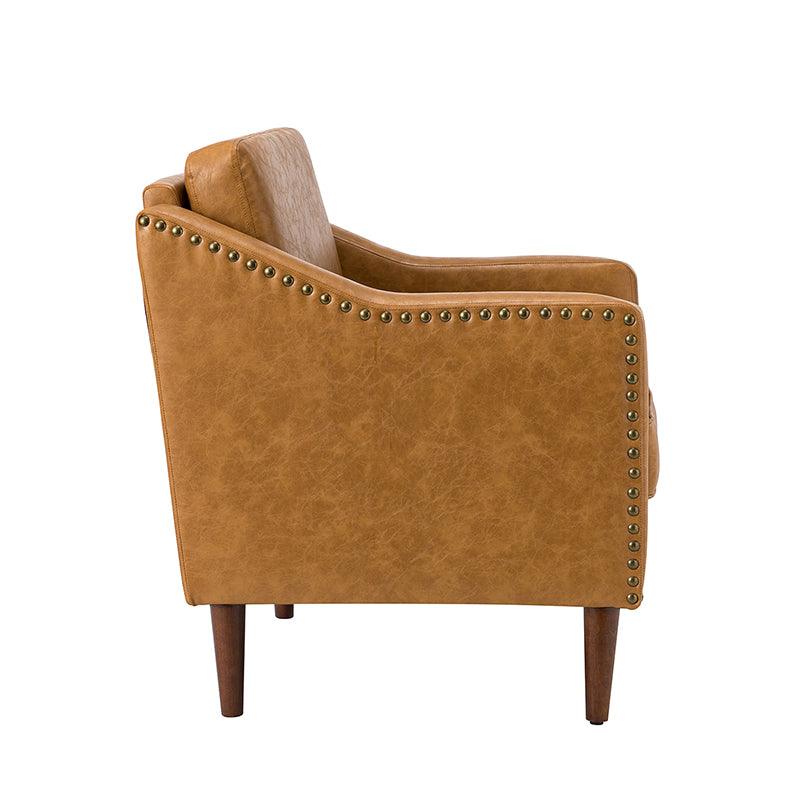 Rafaella Vegan Leather Armchair with Solid Wood Legs - Modern Vegan Leather Lounge Chair with Sturdy Wooden Legs for Living Room, Office, or Reading Nook