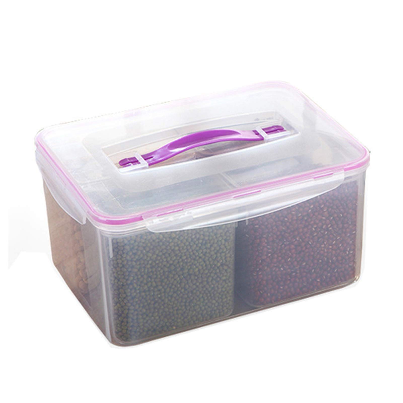 Clear Purple 4-Compartment Airtight Food Storage Container Set - BPA-Free Kitchen & Refrigerator Organizer for Meal Prep, Leftovers & Freezer Storage | Stackable Space-Saving Design