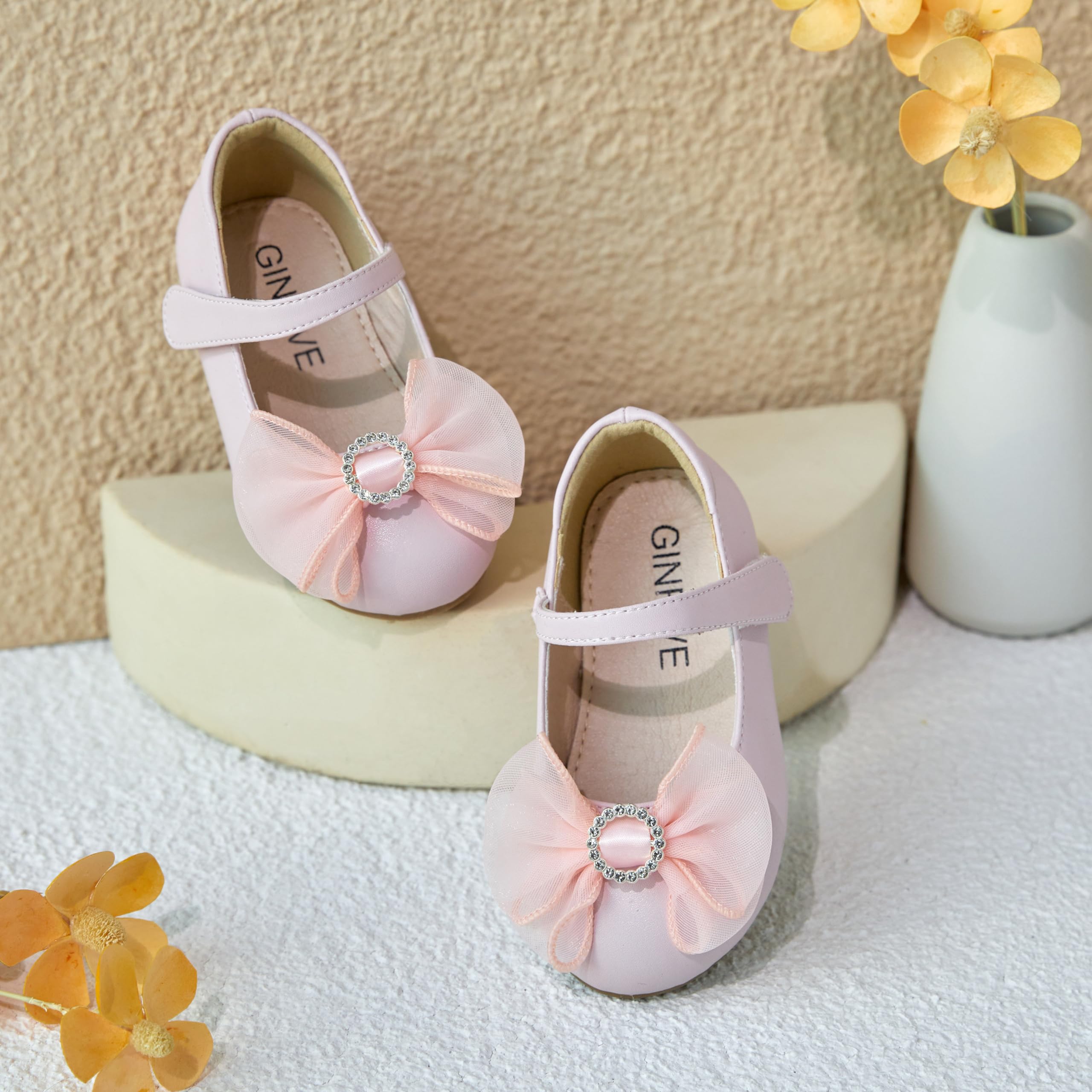 GINFIVE Toddler Girls Dress Shoes - Mary Janes & Ballerina Flats for Little Girls | Comfortable & Stylish for Weddings, Parties & School Events