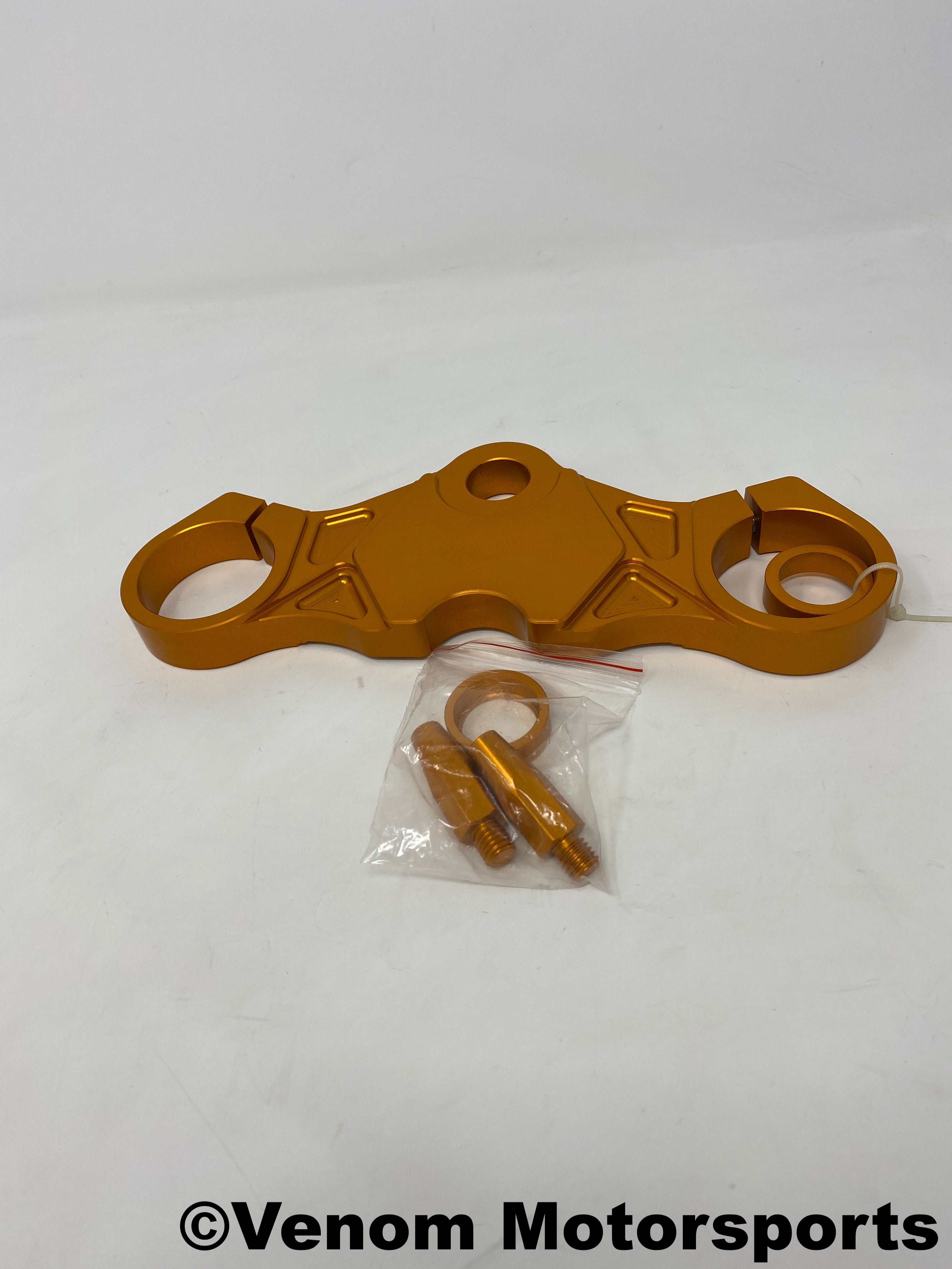 Replacement Gold Upper Handlebar Connection Plate for Venom X22R 250cc Motorcycle - Durable Bike Accessory for Off-Road & Street Riding