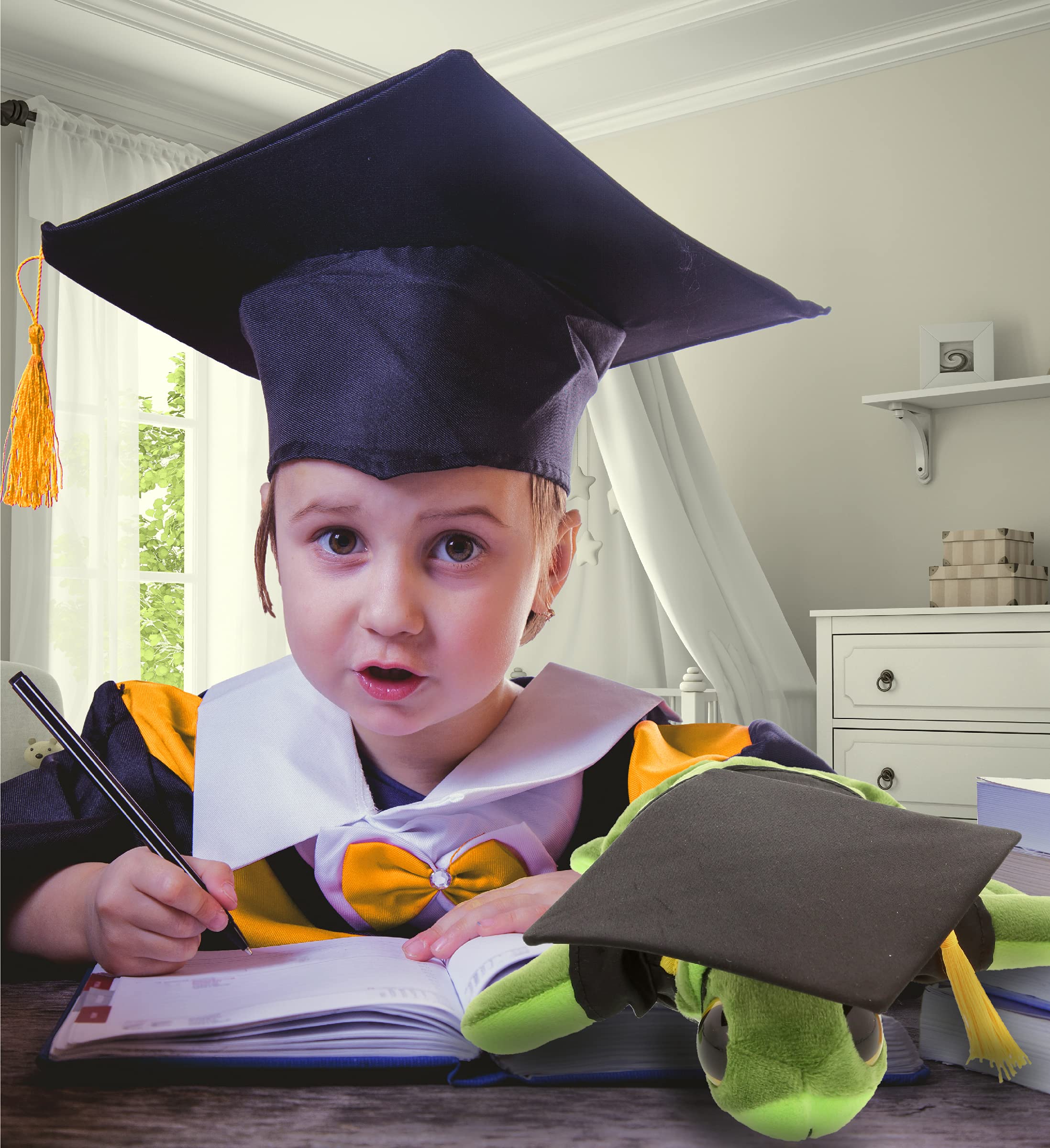 Graduation Plush Stuffed Animal - Big Eyes Sea Turtle with Cap & Gown Outfit - Personalized Graduation Gift for Boys & Girls - 6 Inch Soft Toy - Perfect for Graduation Parties, School Celebrations & Gift Giving