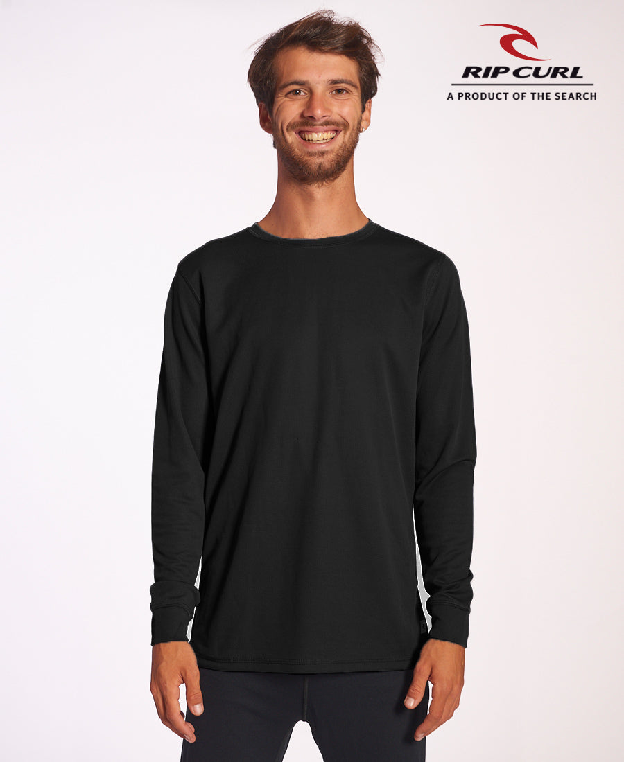 Rip Curl Thermal T-Shirt for Men - Basic Black Long Sleeve Shirt for Surfing, Snowboarding & Outdoor Activities | Quick-Dry & Comfortable Base Layer