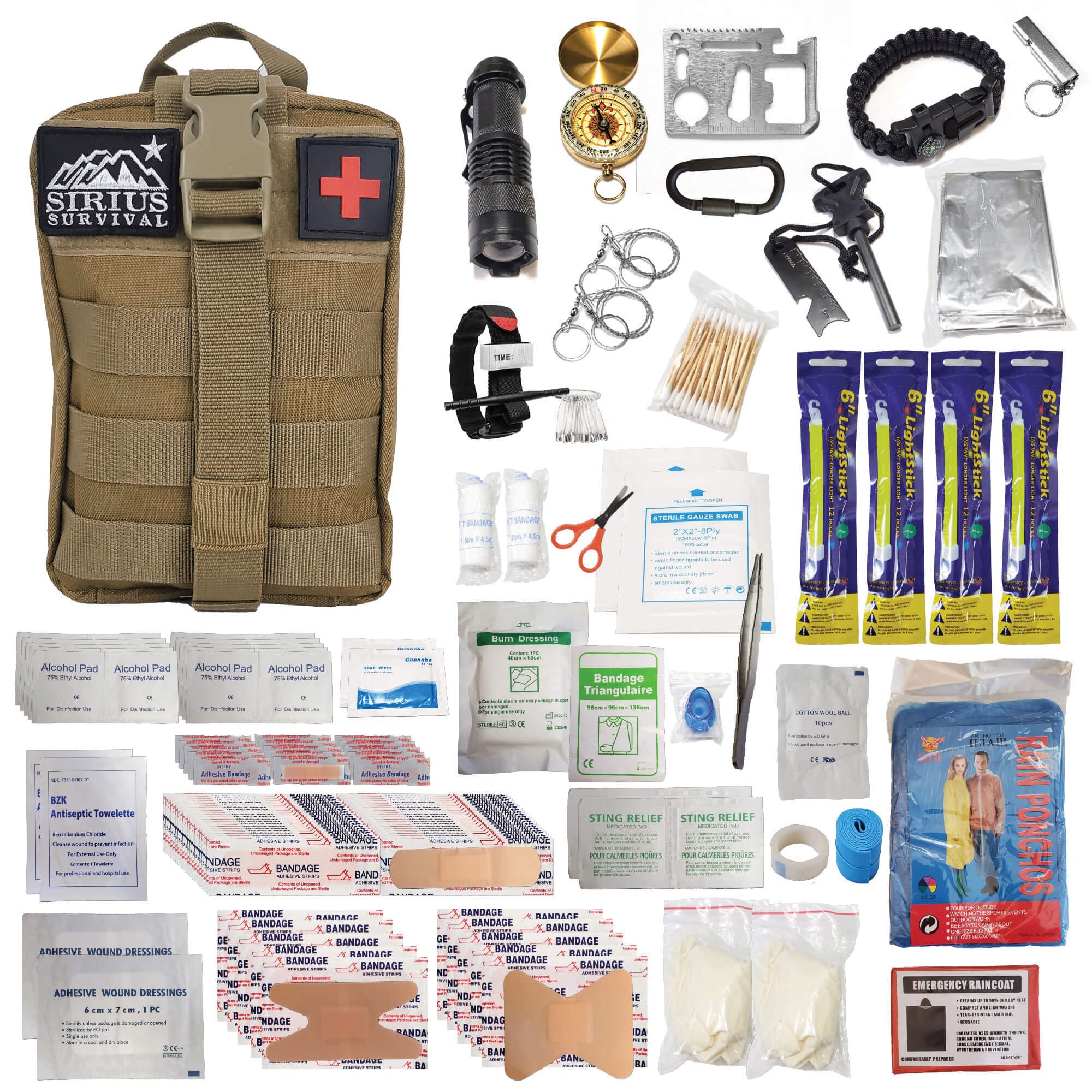 Premium 250-Piece MOLLE Survival & First Aid Kit - Tactical Emergency Trauma Bag for Camping, Hiking, Hunting | Compact Outdoor Gear for Car, Cabin & Adventure Preparedness | Perfect for Wilderness Survival & Disaster Readiness