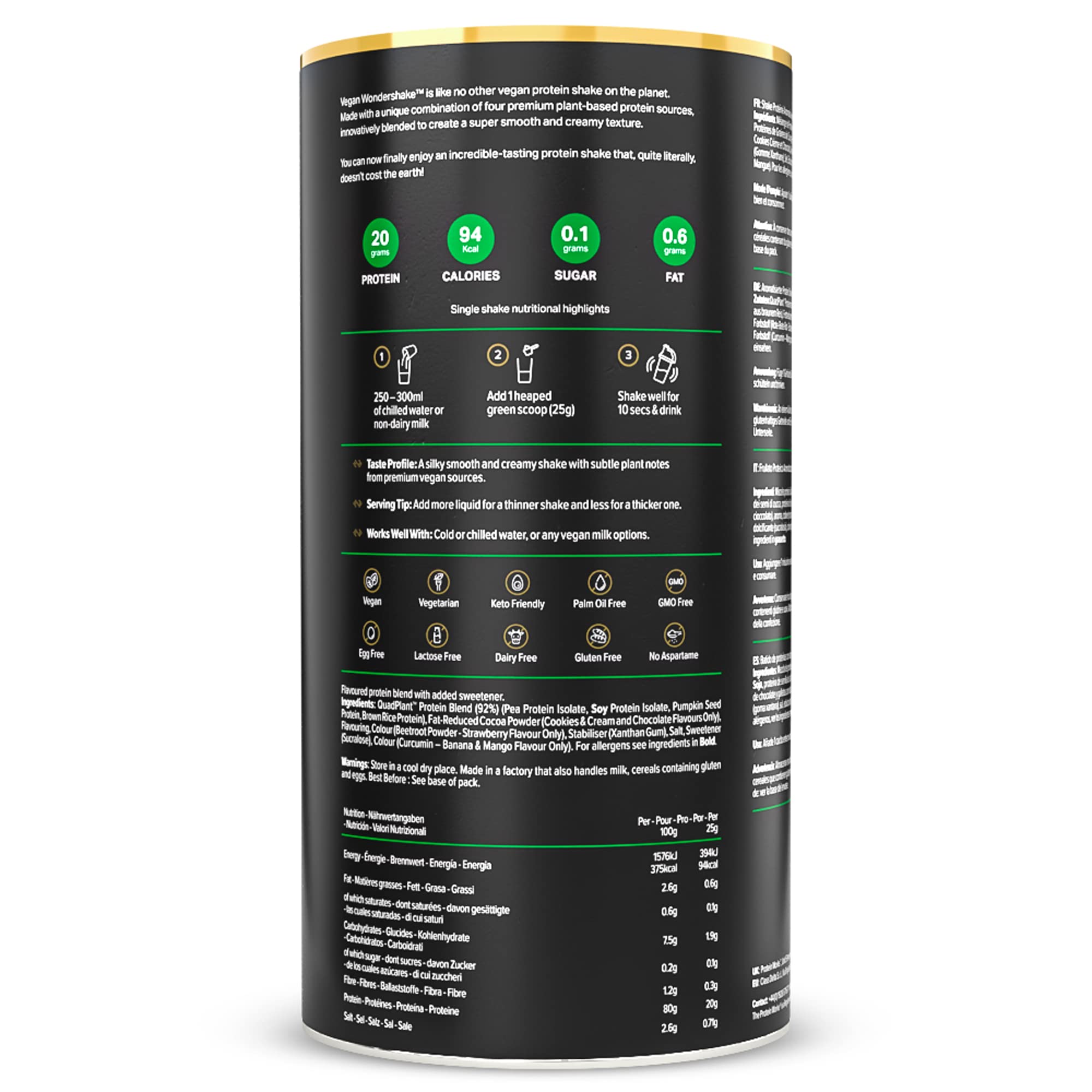 Protein Works Vegan Wondershake - Premium Vegan Protein Powder Mix, Salted Caramel Flavor, 30 Servings | Plant-Based Protein Supplement for Post-Workout Recovery & Healthy Lifestyle