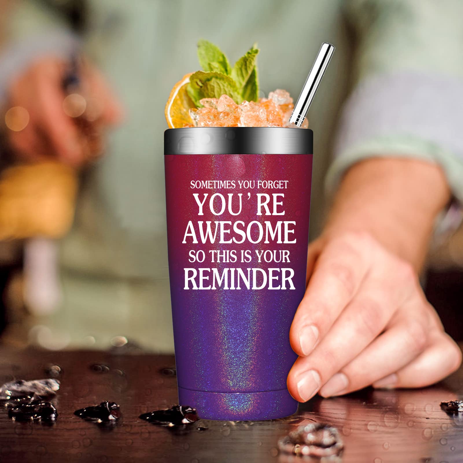 20oz Vacuum Insulated Tumbler - Inspirational Thank You Gifts for Women & Men, Funny Birthday Gifts for Coworkers, Daughter, Mom - Best Friend Gift Idea - Perfect for Office, Home, Travel & Outdoor Activities
