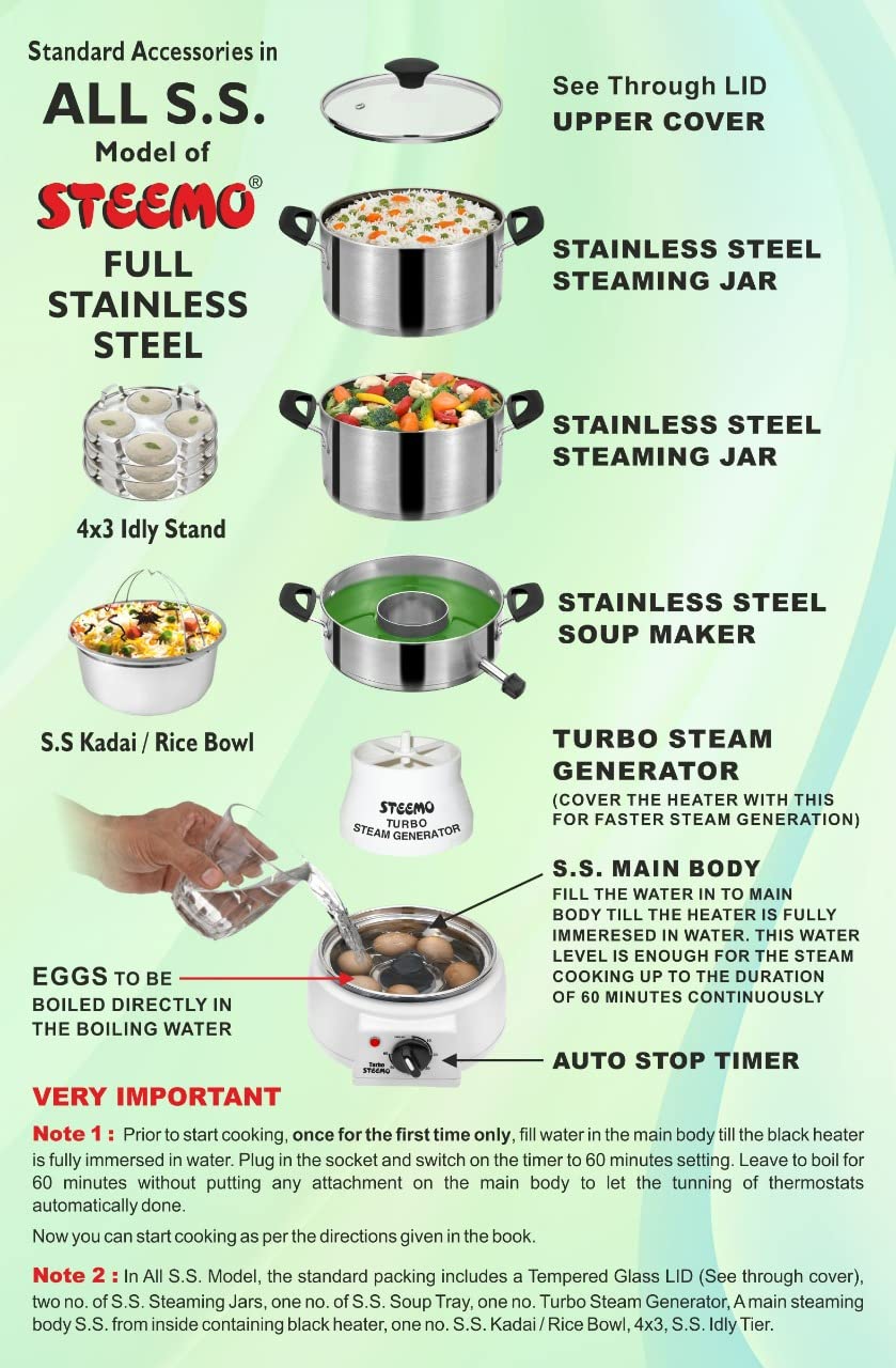 STEEMO 100% Stainless Steel Multi-Layer Electric Steamer - 5L Capacity for Healthy Cooking | Perfect for Vegetables, Dumplings & Seafood | Corded Electric Food Steamer for Home & Restaurant Use
