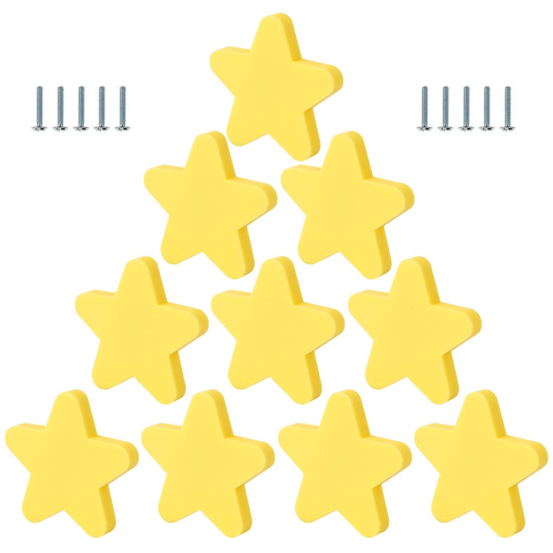10Pcs Soft Rubber Cartoon Cabinet Knobs - Star Yellow for Kitchen & Wardrobe