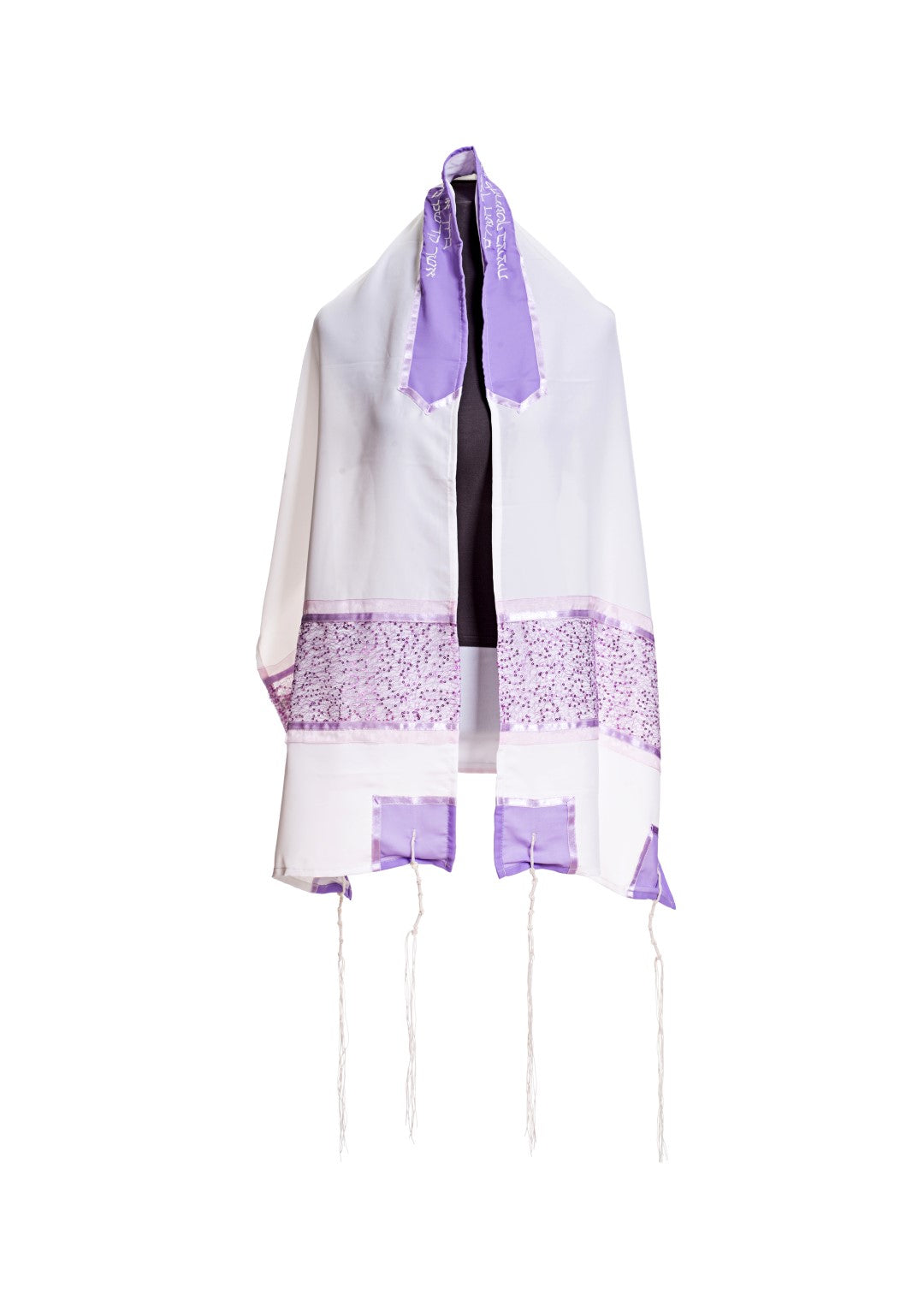 Elegant Purple Dots Women's Prayer Shawl - Handmade Tallit for Women & Girls - Perfect for Synagogue, Bat Mitzvah & Jewish Ceremonies