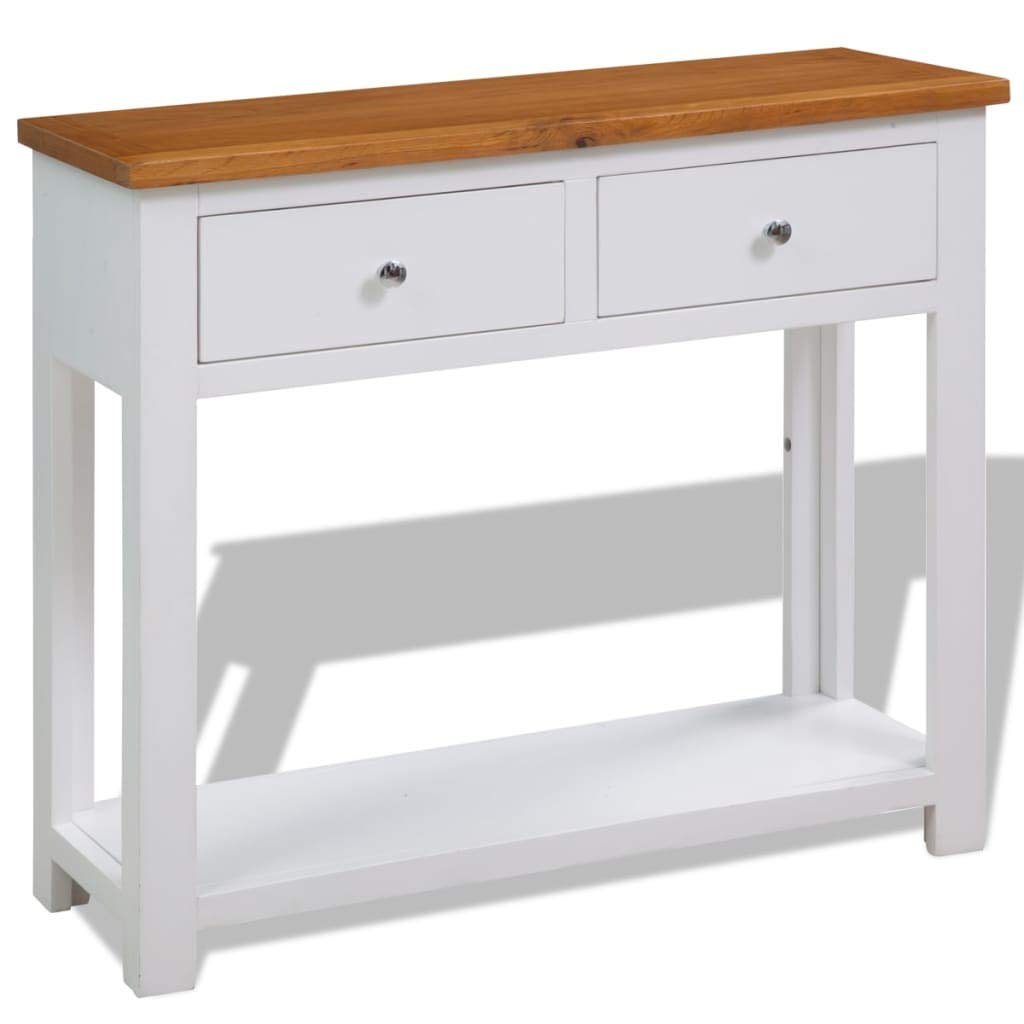 Brown and White VidaXL Console Sofa Side Table with 2 Drawers & Storage Shelf - 32.7