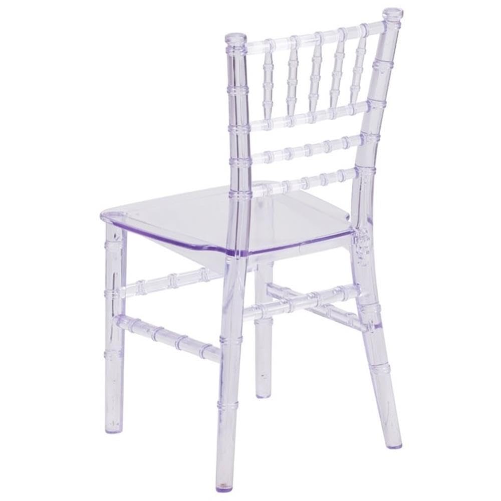 BOWERY HILL 12.5-Inch Clear Transparent Resin Kids Chiavari Chair - Modern Children's Seating for Birthday Parties, Weddings & Home Decor