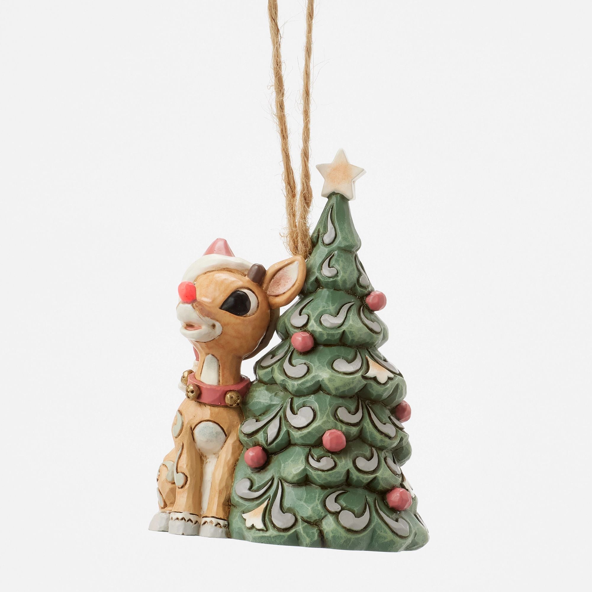 Woodland Rudolph with Tree Handmade Ornament - Christmas Decor for Tree, Gift, and Holiday Home Decoration