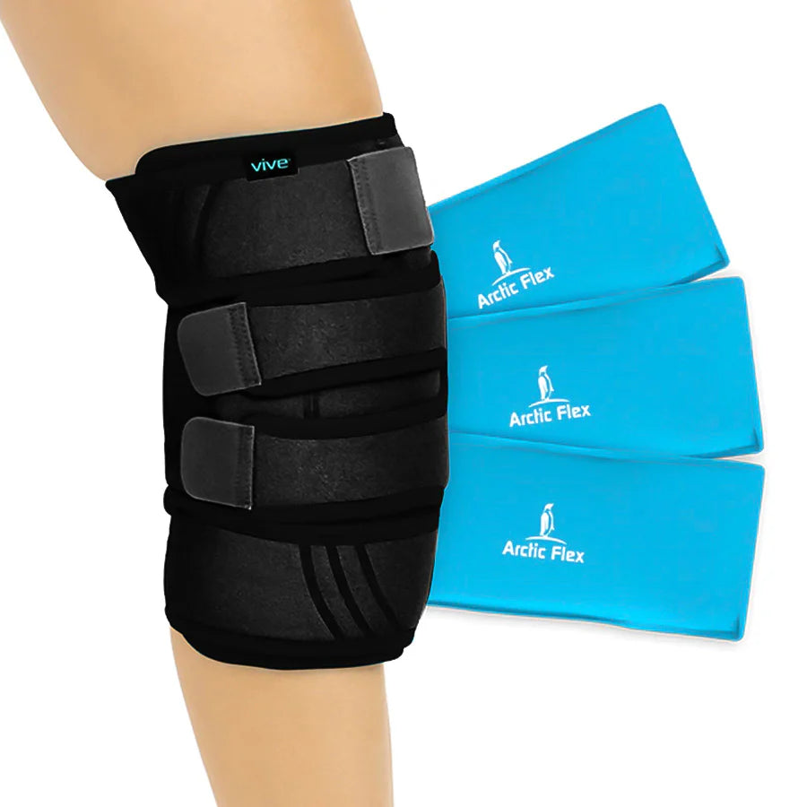 Vive Knee Ice Wrap with Adjustable Strap - Cold Therapy for Knee Pain Relief, Swelling & Recovery - Perfect for Arthritis, Injuries & Post-Surgery (Model: SUP1070GRY) - Ideal for Athletes, Runners & Active Lifestyles