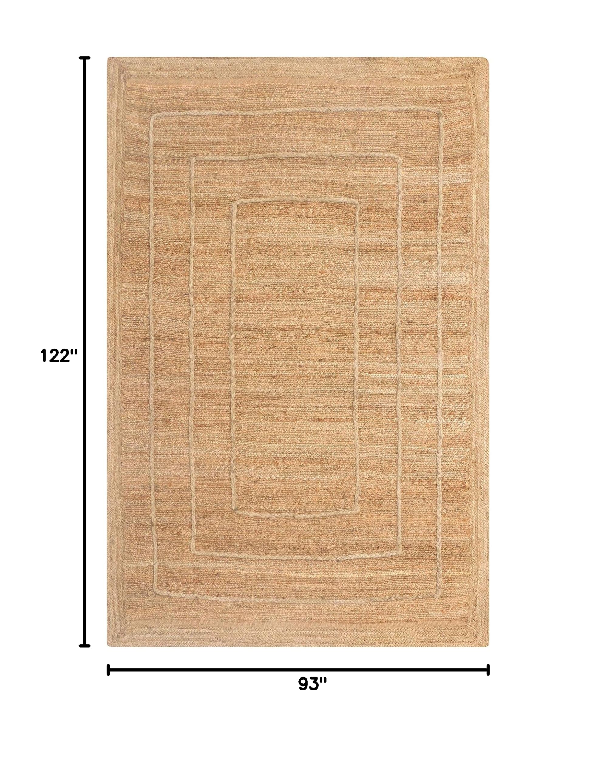 Abani Natural Jute Fiber Textured Rectangle Area Rug 8x10 - Eco-Friendly Boho Coastal Woven Rug for Living Room, Bedroom & Home Decor | Soft, Durable & Stylish Floor Mat
