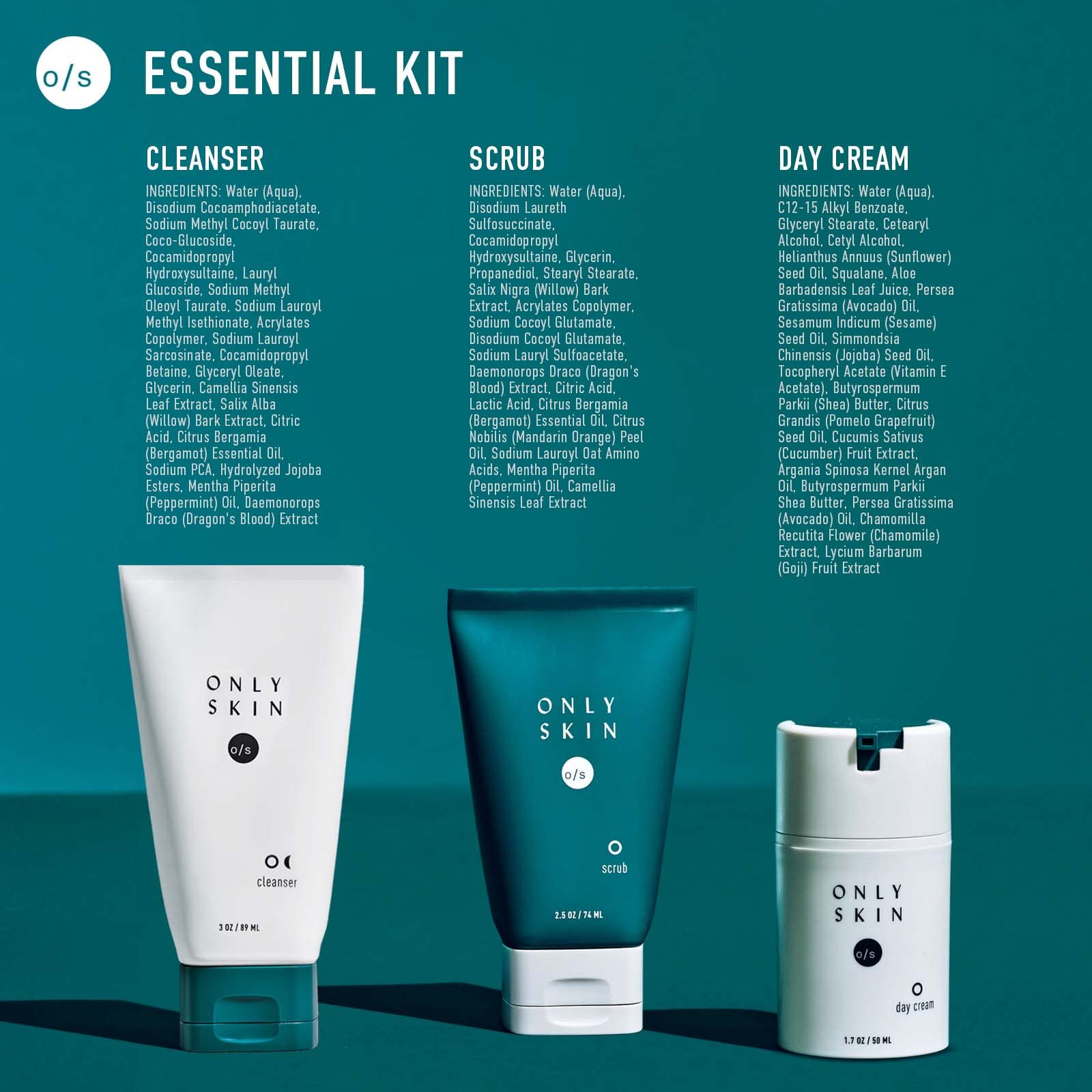 3-Piece Essential Skin Care Kit - Face Cleanser, Exfoliating Scrub & Day Cream Moisturizer Gift Set | Perfect for Back to School, Travel & Daily Skincare Routine
