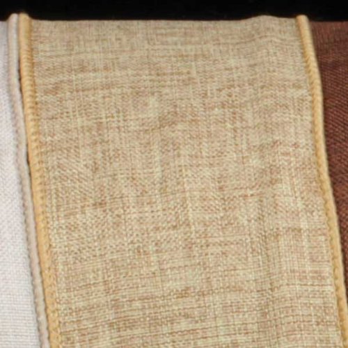 Premium Natural Tan Wired Fine Linen Burlap Craft Ribbon 2.5
