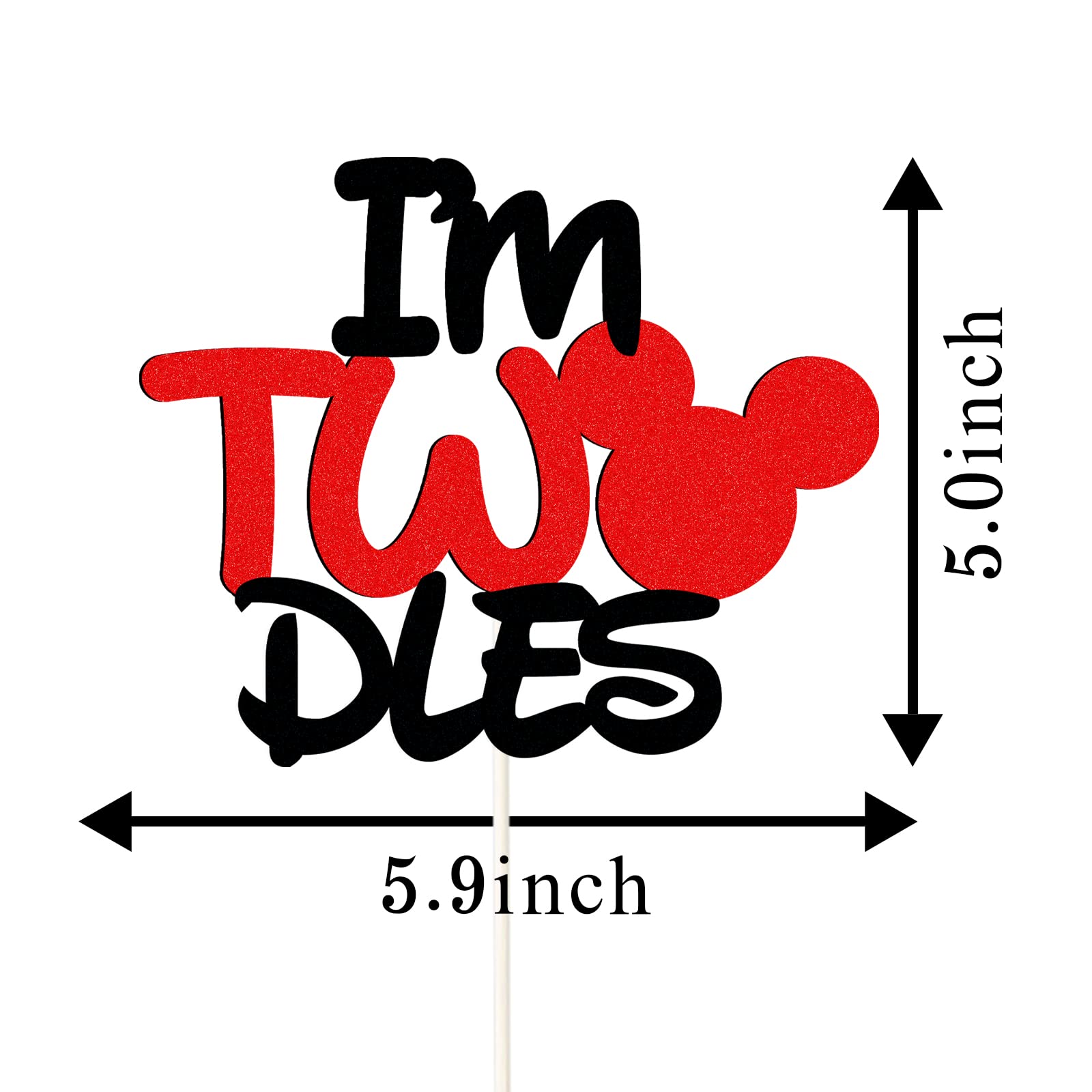 2nd Birthday Cake Topper - I'm Two Mouse Cake Decorations for 2 Year Old Themed Party | Perfect for Toddler Birthday Celebrations, Baby Showers & Disney-Inspired Events