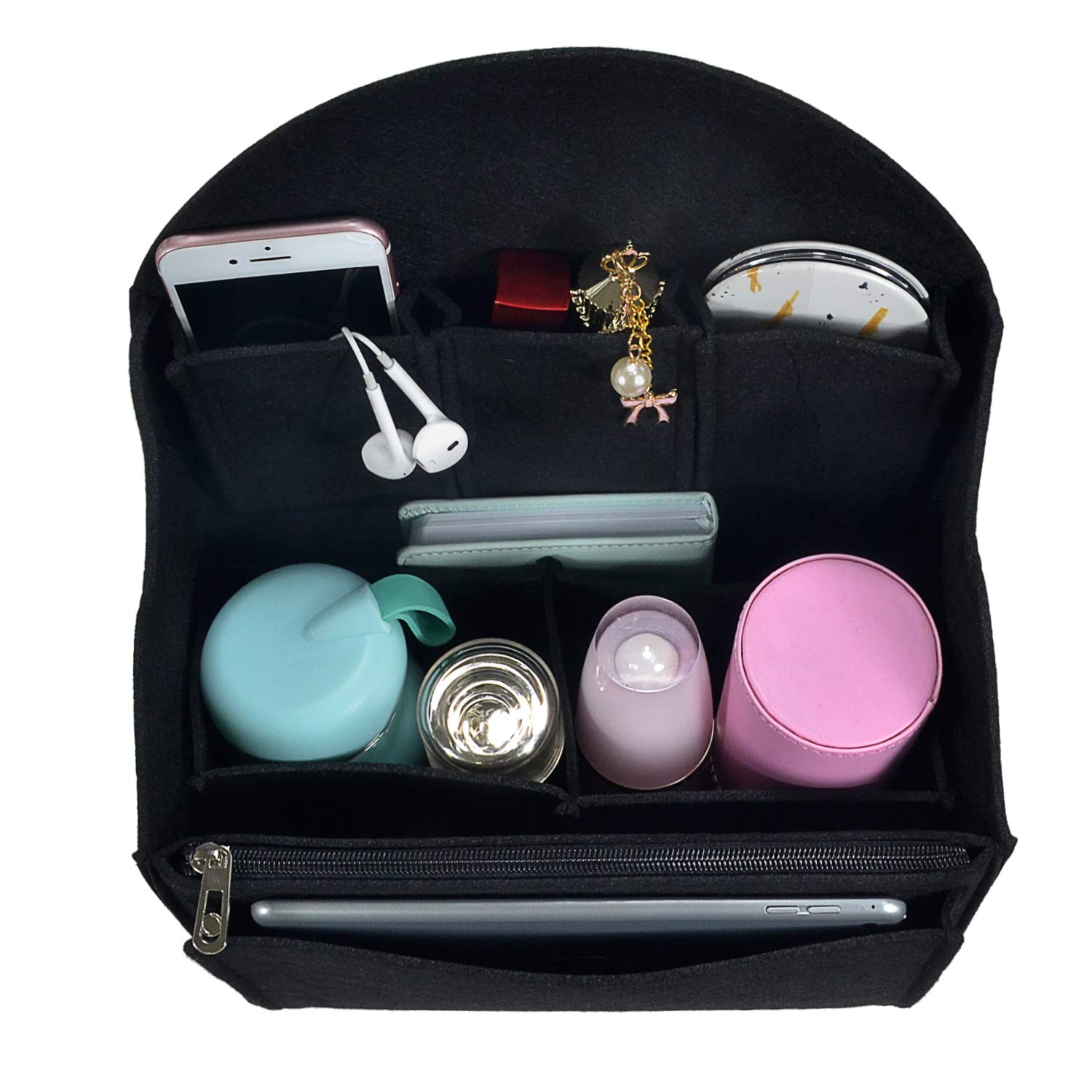 Felt Backpack Organizer Insert for Men & Women - Small Black for Travel & Work