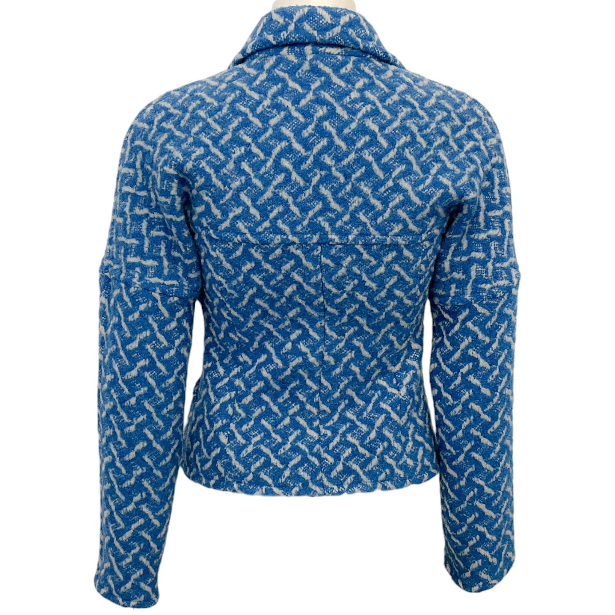 Dries van Noten Blue & White Tweed Jacket for Women | Luxury Designer Blazer | Perfect for Office Wear, Business Meetings & Formal Events