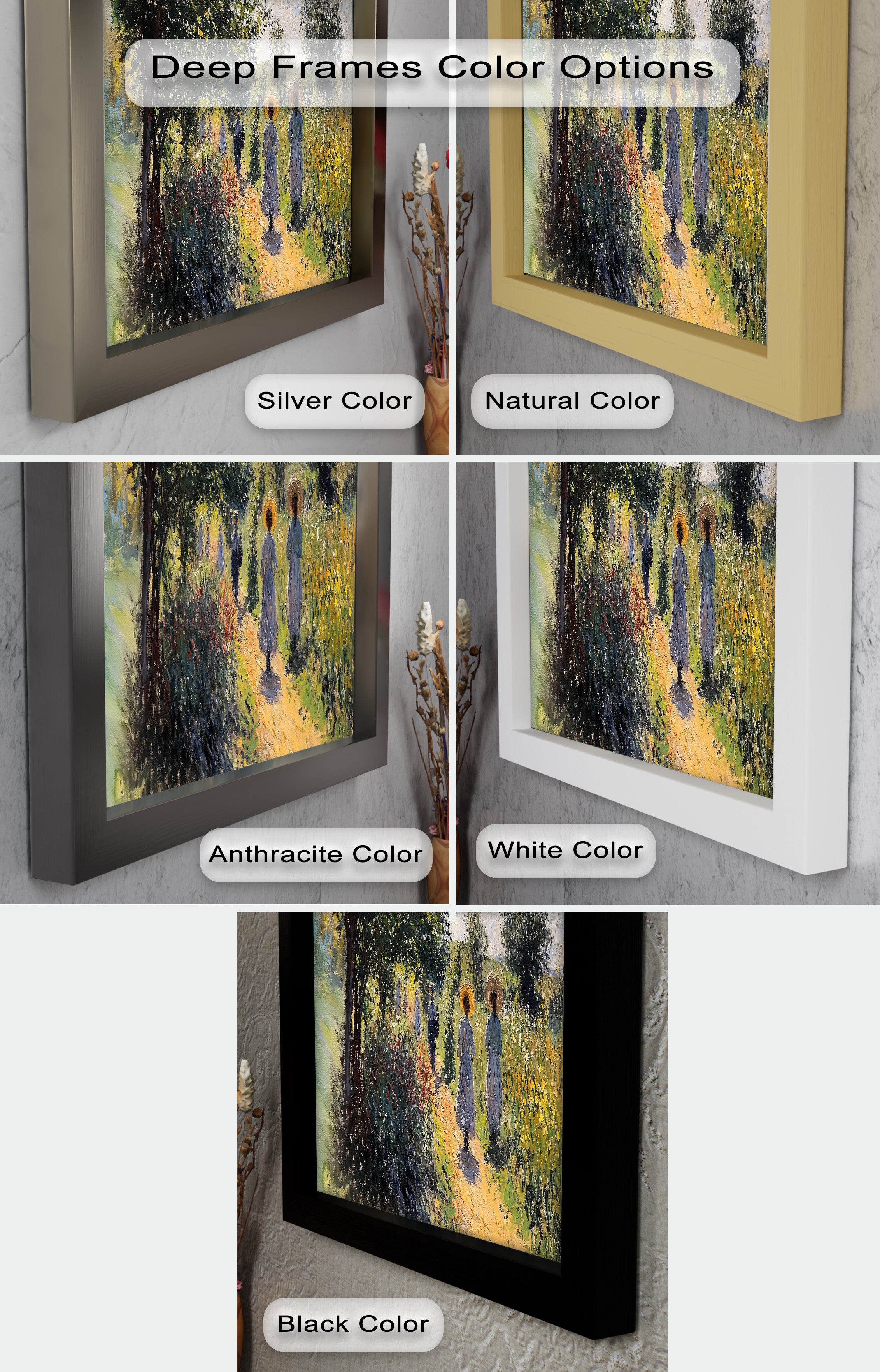 Afternoon Stroll - Sun Dappled Garden Walk Oil Painting Wall Art - Hand Painted Landscape Canvas for Living Room, Bedroom Decor - Perfect Gift for Home & Office