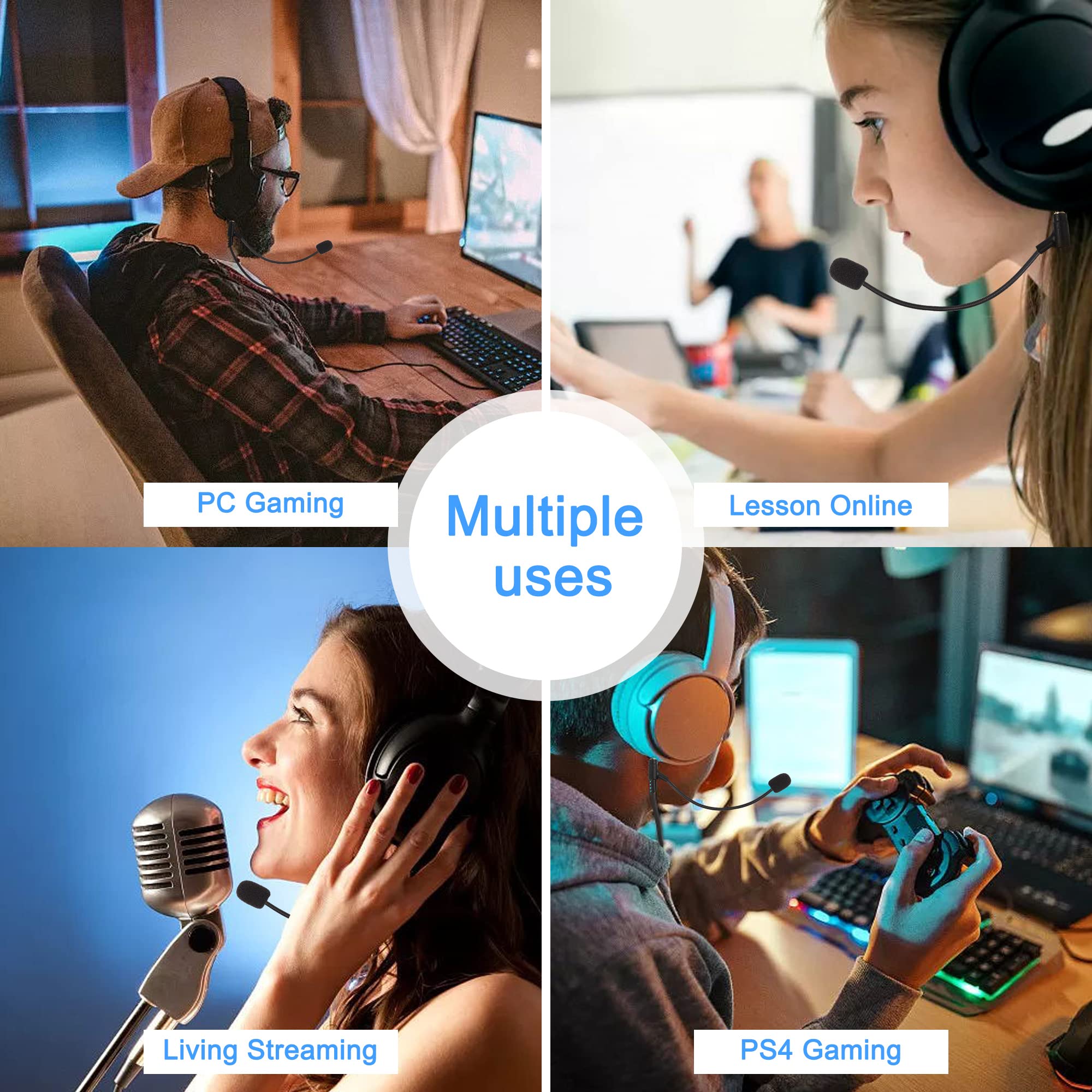 MEIRIYFA 4.4FT Boom Mic Cable with 3.5mm Jack & Mute Control - Compatible with Headphones, Windows PC, PS4, Xbox One, PS5 - Perfect for Gaming, Streaming & Online Meetings