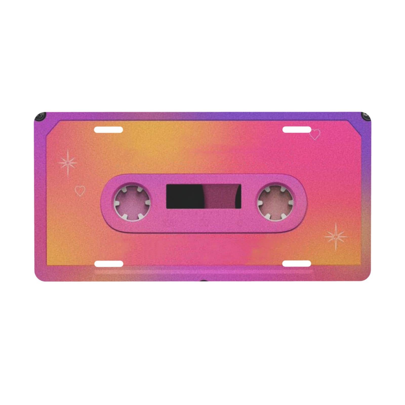 Vintage 80's Retro Cassette Tape Front License Plate Cover - 6x12 Inch Metal Car Plate - Decorative Vanity Tag for Cars & Trucks - Unique Aluminum Novelty Gift for Men & Women - Perfect for Car Enthusiasts & Music Lovers
