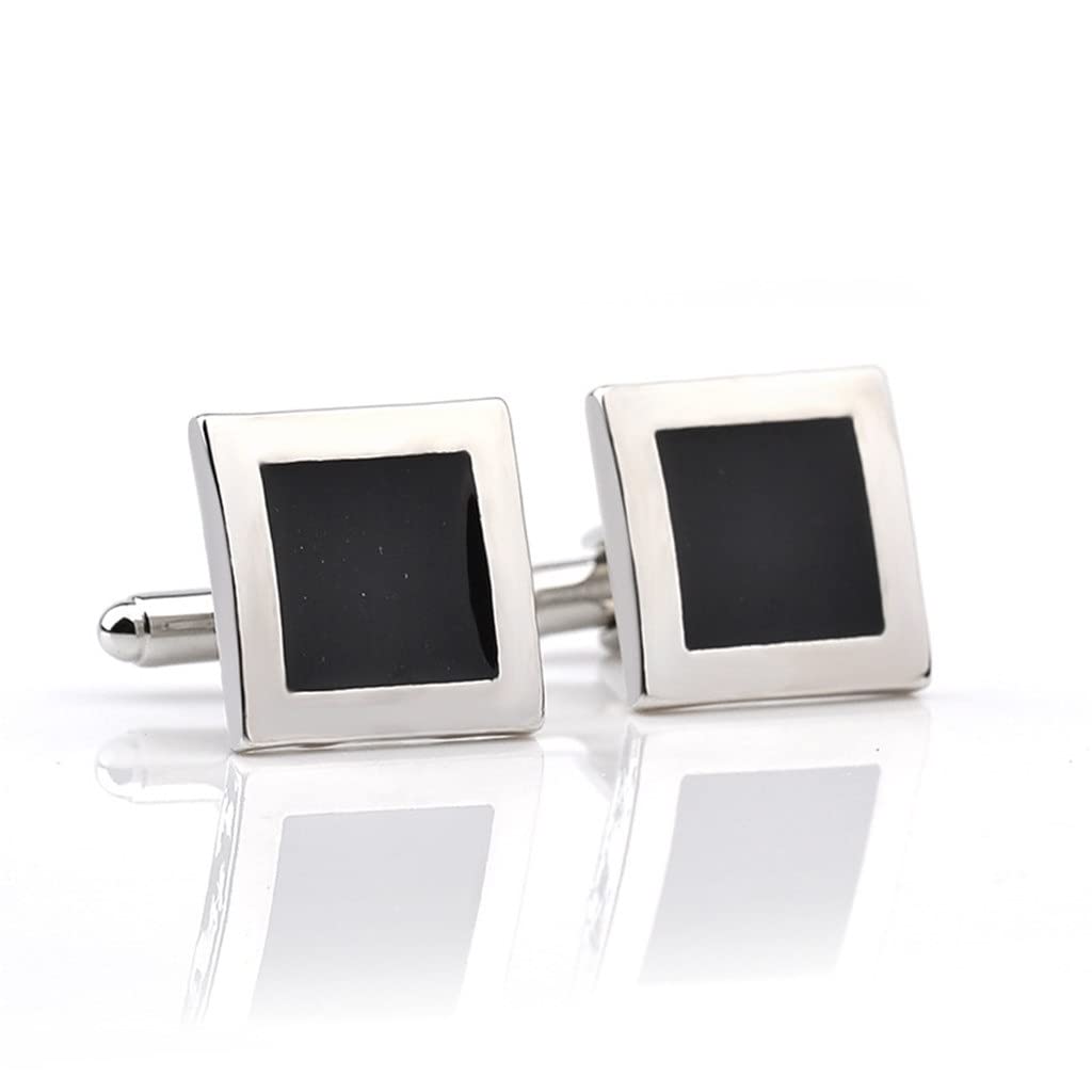 Premium Men's Dress Shirts with Black Square Button Cufflinks - Classic Formal Cuff Links for Wedding, Party & Business Attire (Color: Black, Size: Standard) - Perfect for Tuxedos, Suits & Special Occasions