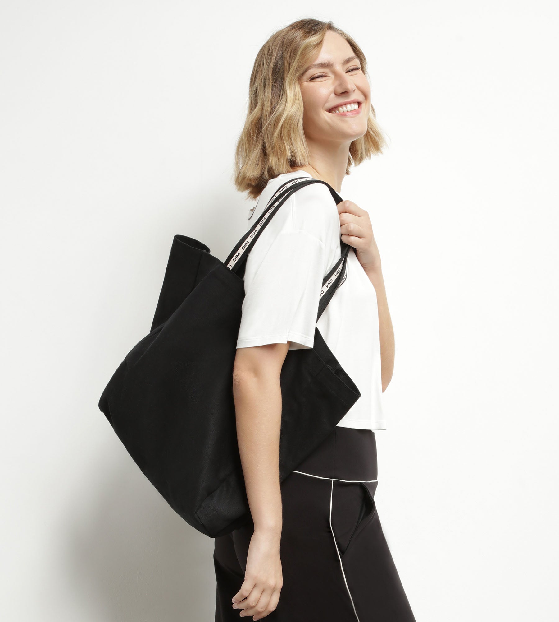 Black Cotton Canvas Tote Bag by Dim Move - Stylish & Durable for Shopping, Travel, and Everyday Use