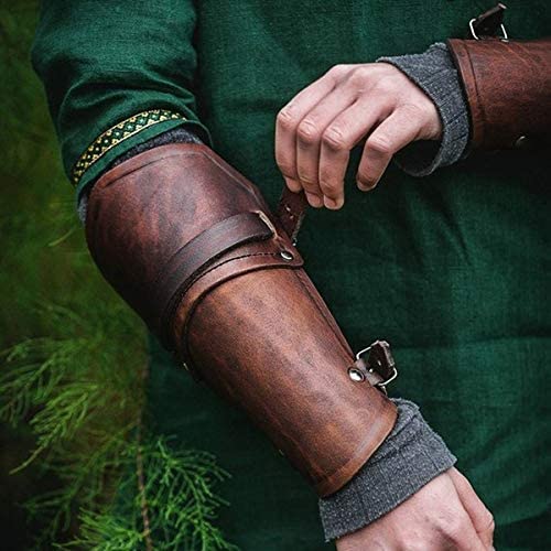Medieval Gauntlet Wristband - Punk Gothic Faux Leather Armor Bracer with Buckles - Perfect for LARP, Cosplay, Renaissance Fairs & Gothic Fashion