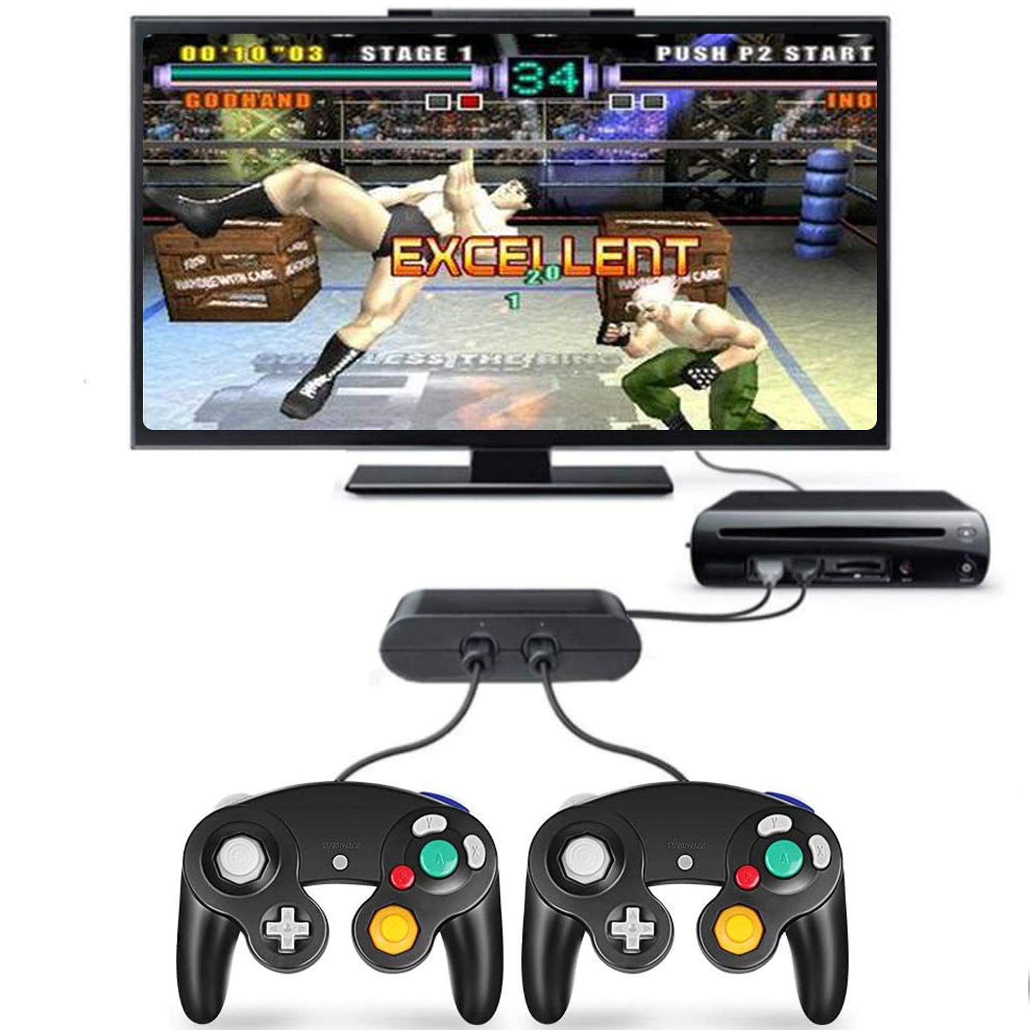 2-Pack Black Wired GameCube Controller for Nintendo Wii & PC - Perfect for Super Smash Bros, Mario Kart & Retro Gaming