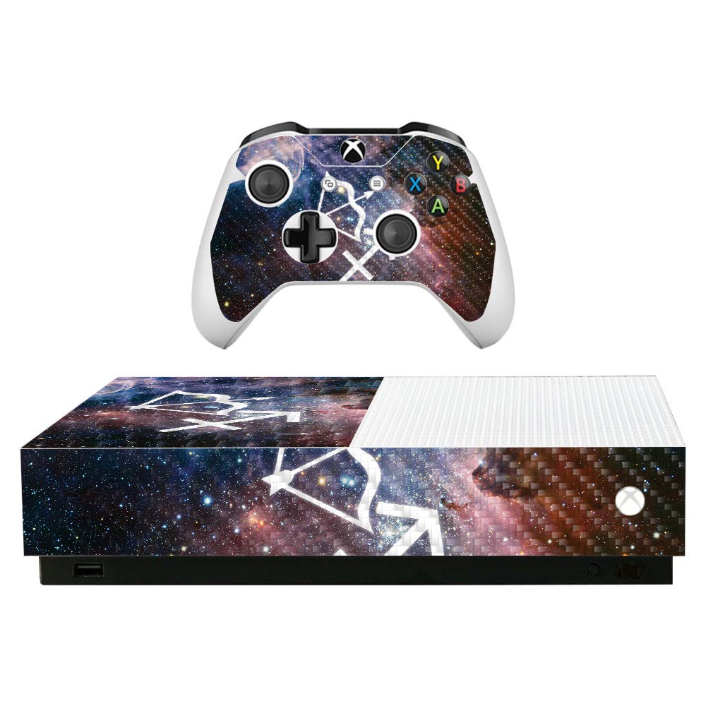 Premium Carbon Fiber Skin for Microsoft Xbox One S All-Digital Edition - Sagittarius Design | Protective & Durable Textured Cover | Easy to Apply, Remove & Change Styles | Made in USA | Perfect for Gaming Setups & Console Protection