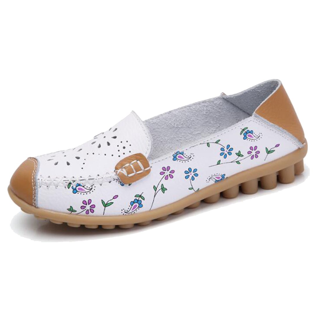 COVOYYAR Women's Floral Cutout Slip-On Loafers - Comfortable Round Toe Casual Flats for Work, Travel & Everyday Wear