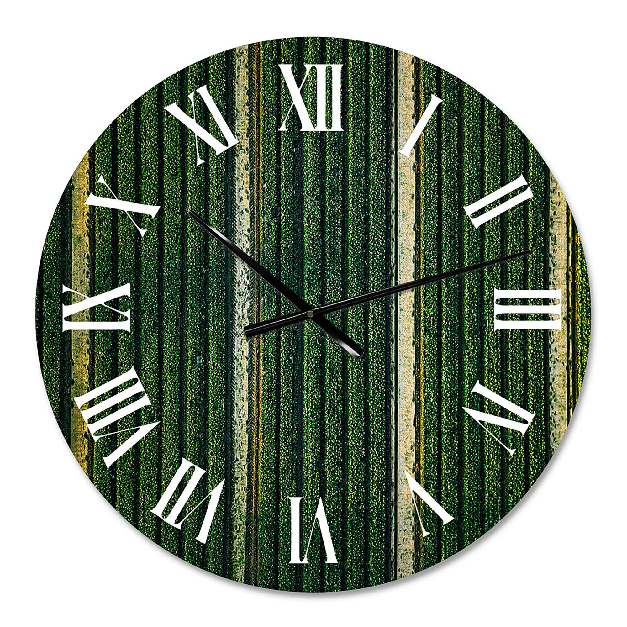 DesignQ Traditional Wall Clock - Aerial View of Cabbage Rows Field - Large Farmhouse Decor Clock for Living Room, Kitchen & Office - Perfect for Country Style Home Décor