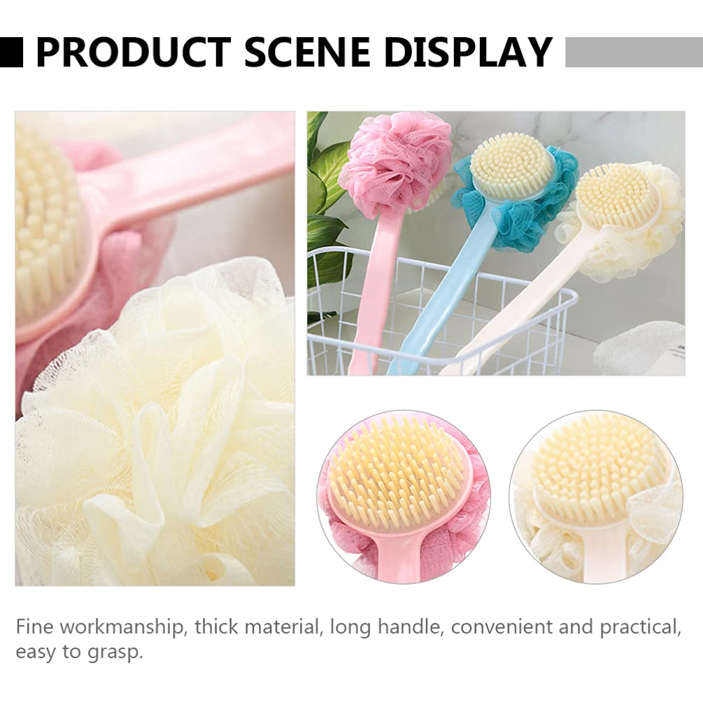 Healifty 2-Pack Long Handle Back Scrubber Brush - Exfoliating Bath & Shower Brush with Soft Bristles for Deep Cleaning, Foot Scrubber & Body Wash Sponge - Perfect for Wet or Dry Skin Exfoliation in Bathroom, Spa & Home Use