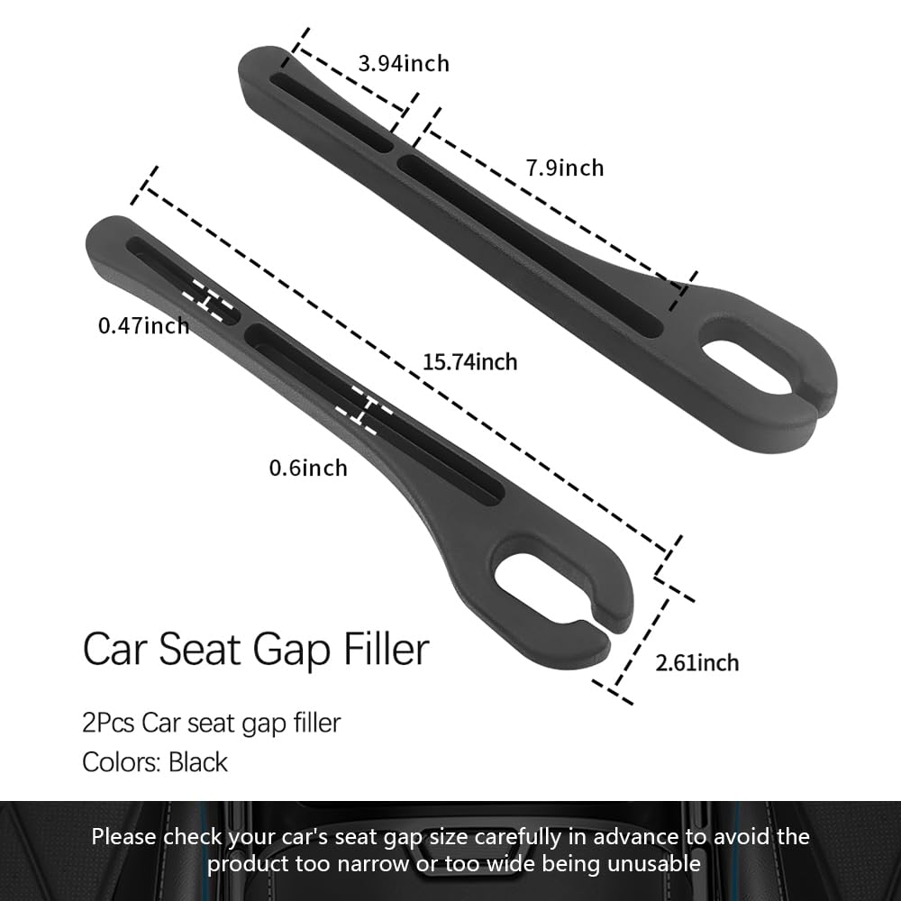 2PCS Car Seat Gap Filler with Phone Holder - Universal Car Organizer for Preventing Items Falling (Black) - Perfect for Road Trips & Daily Commute