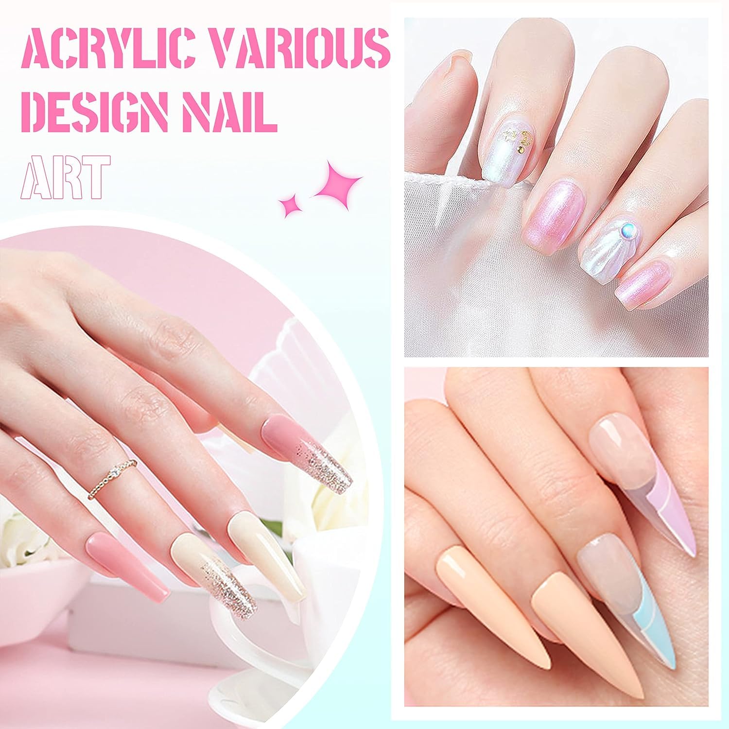 AIJIMEI Professional Acrylic Nail Brush Set - 3pcs Nail Art Pen & Manicure Tools for Acrylic Powder Application | Perfect for Salon, Home Nail Art & DIY Manicures