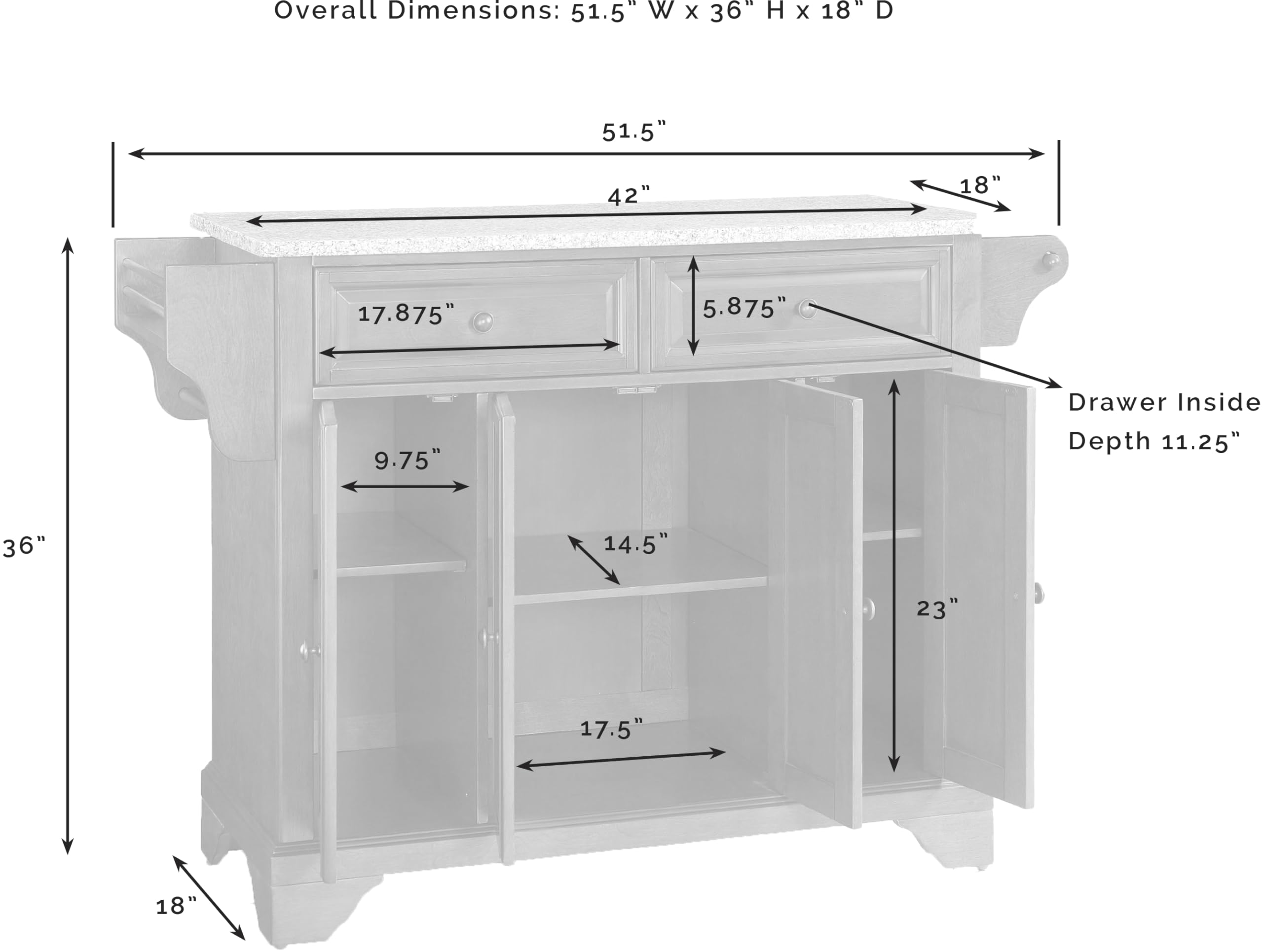 Crosley LaFayette Granite Top Rolling Kitchen Island Cart with Storage, Microwave Stand & Spice Rack - Cherry Finish for Modern Kitchens & Small Spaces