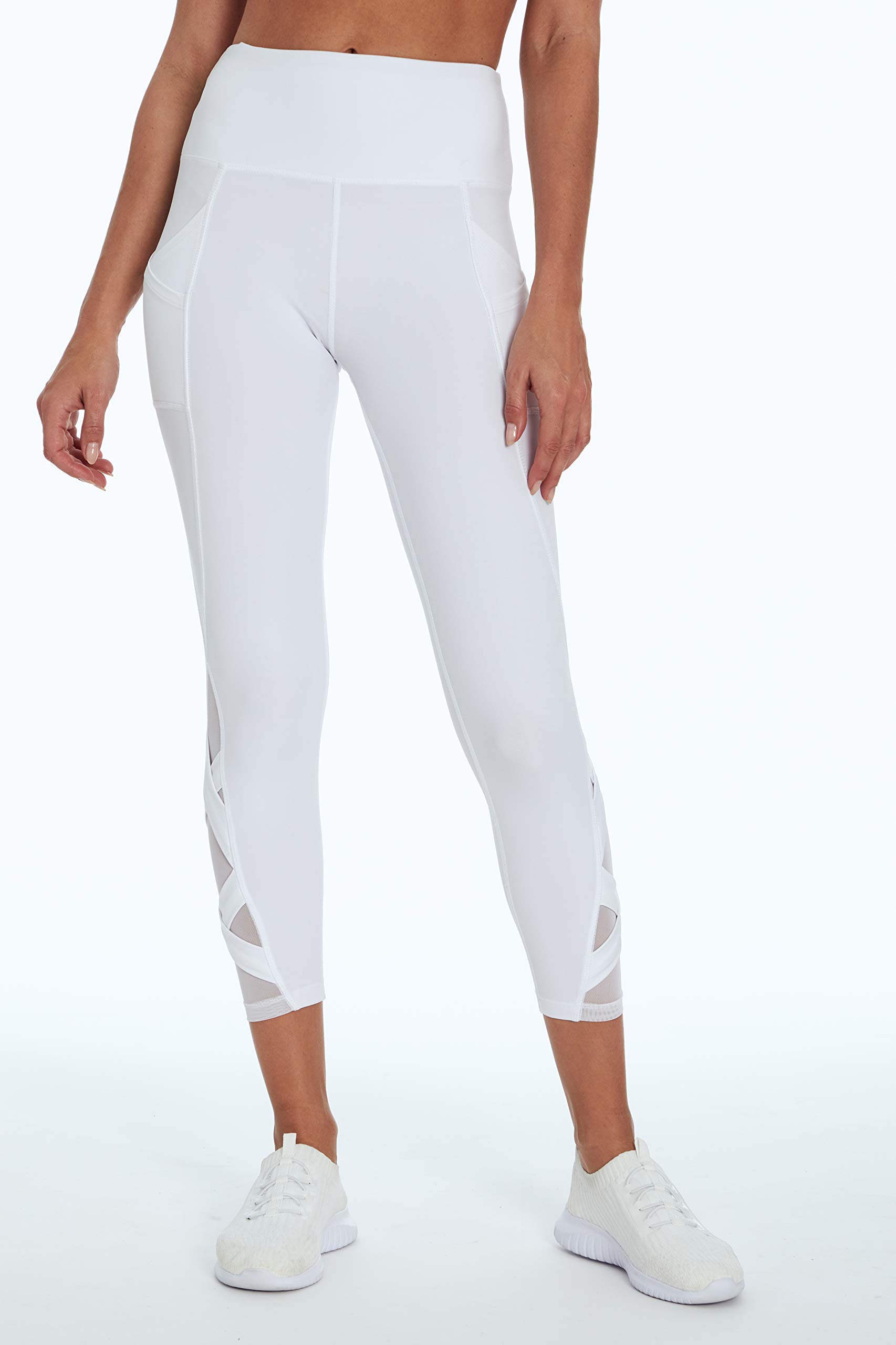 Bally Total Fitness Women's Exhale Mid-Calf Pocket Leggings - High Waist Yoga Pants with Side Pockets for Running, Workout & Gym