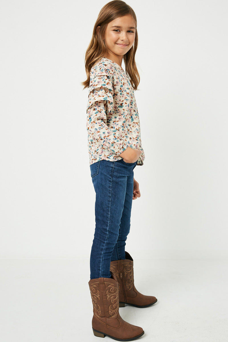 Stylish Printed Ruffle Sleeve Blouse for Women - Trendy Floral Summer Tops - Perfect for Casual Outings, Date Nights & Office Wear