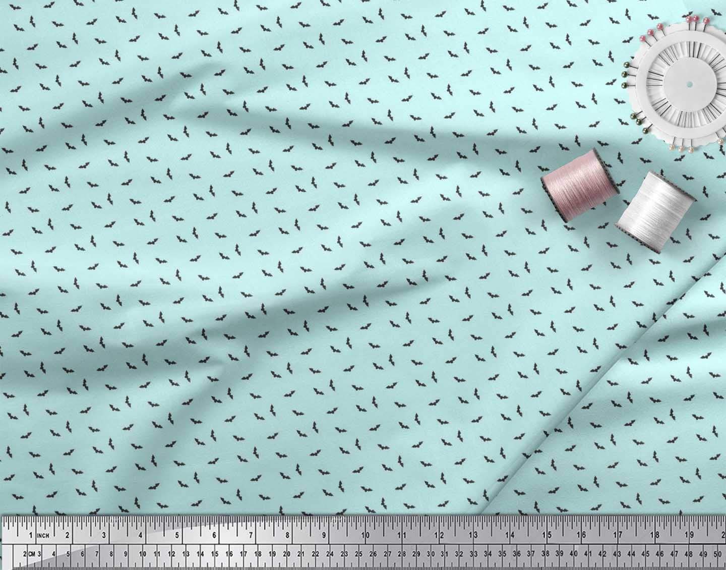 Soimoi Moss Georgette Brown Fabric by The Yard - 42 Inch Wide Bat Bird Printed Shirting Fabric - Whimsical Charm Floral Design for DIY Dresses, Blouses & Home Decor Projects