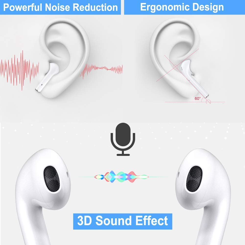 Wireless Bluetooth Earbuds with Noise Cancelling, Bluetooth 5.3 in-Ear Headphones, IPX7 Waterproof Sport Earphones with Fast Charging & HD Mic - Compatible with AirPods/Android/iOS - Perfect for Workouts, Running, Travel & Daily Commute