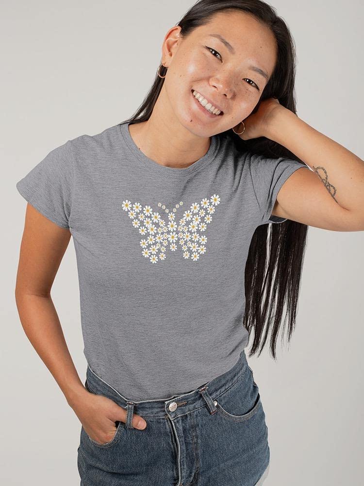 Women's Daisy Butterfly Print T-Shirt - Soft Cotton Casual Tee for Summer Outfits & Everyday Wear