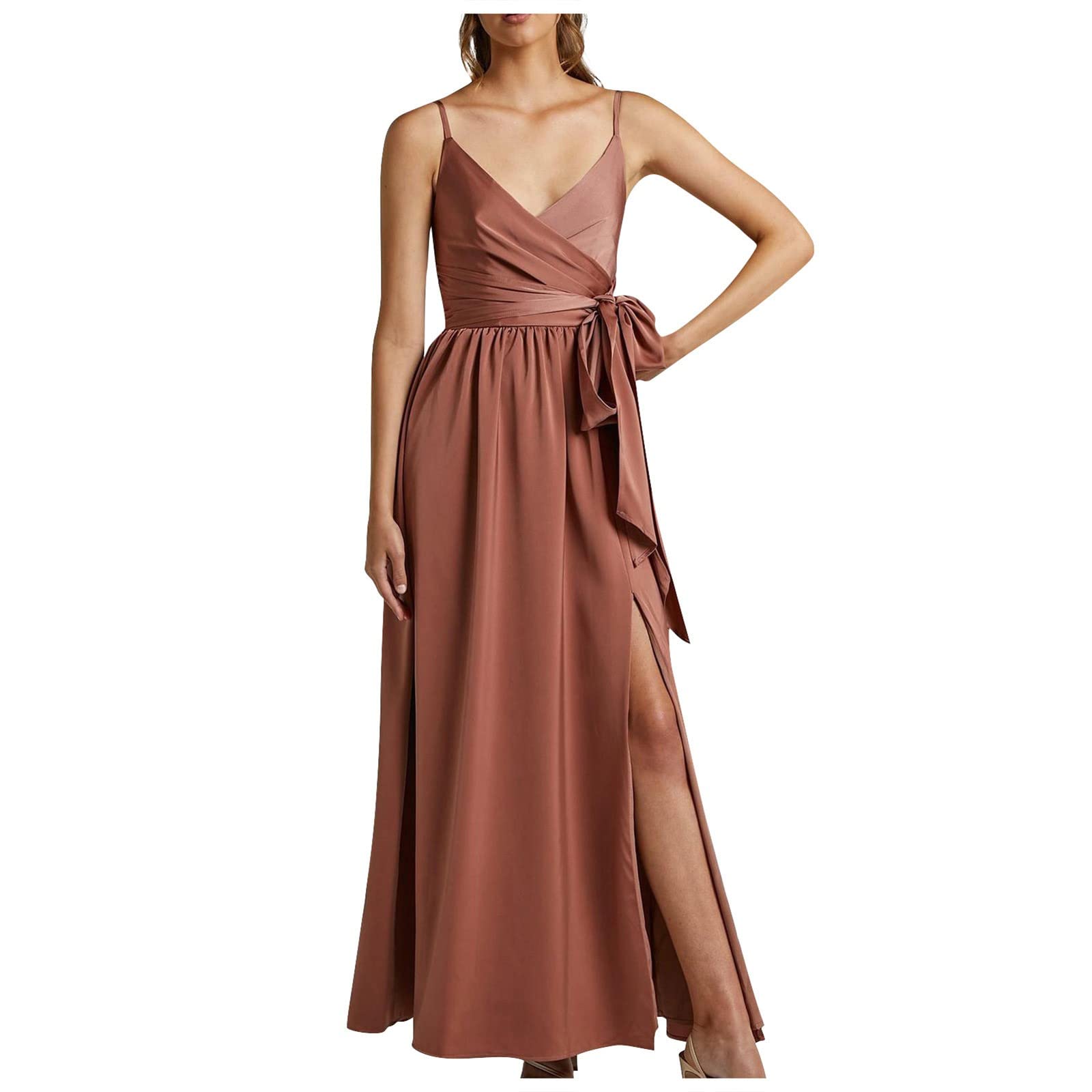 Elegant Mebamook Women's Cocktail Dress - Summer Solid Color Sexy Suspender Dress with Bowknot for Party, Date Night & Special Occasions