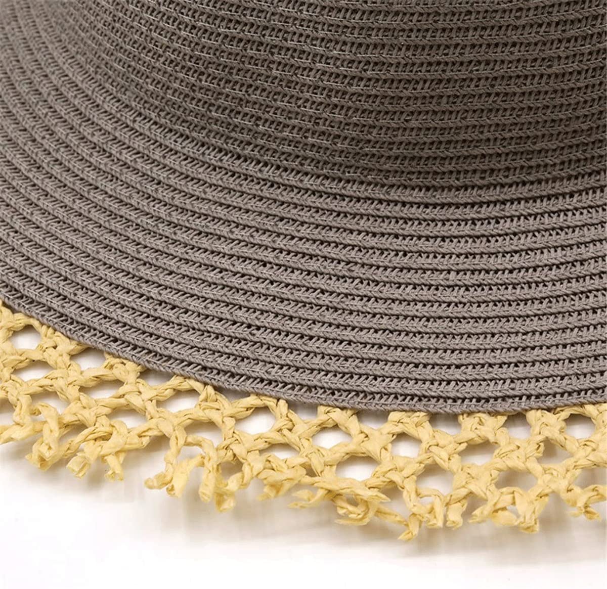 Women's Straw Fedora Hat - Short Brim Panama Style Sun Hat for Beach, Vacation & Summer Outfits (Gray, One Size) - Perfect for Pool Parties, Travel & Outdoor Activities