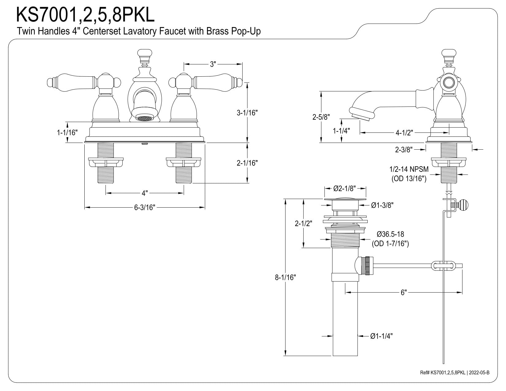Kingston Brass KS7005PKL Duchess 4